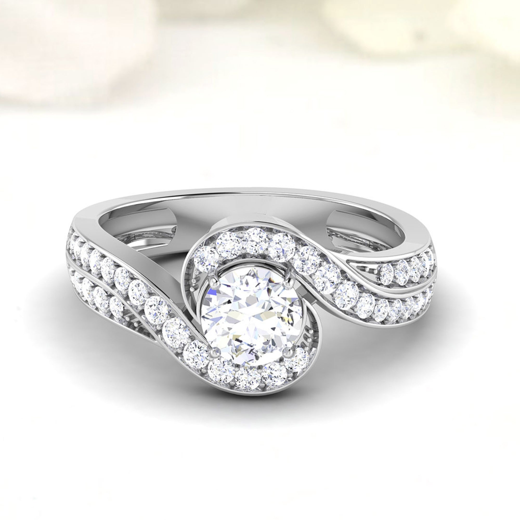Elegant Round Bypass Bridal Ring
