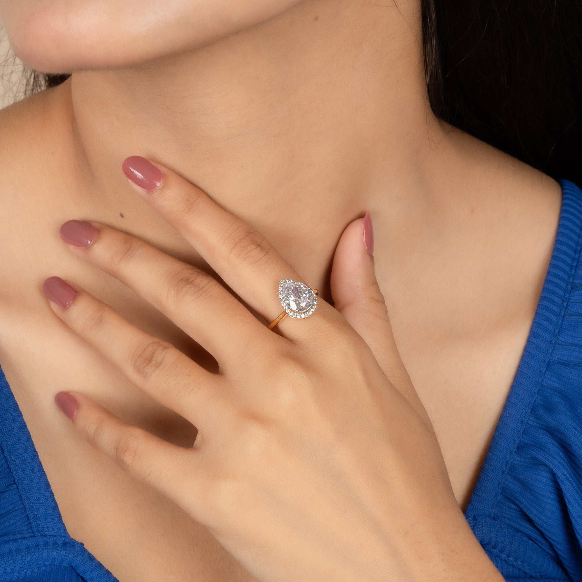 Pear Halo Diamond Ring