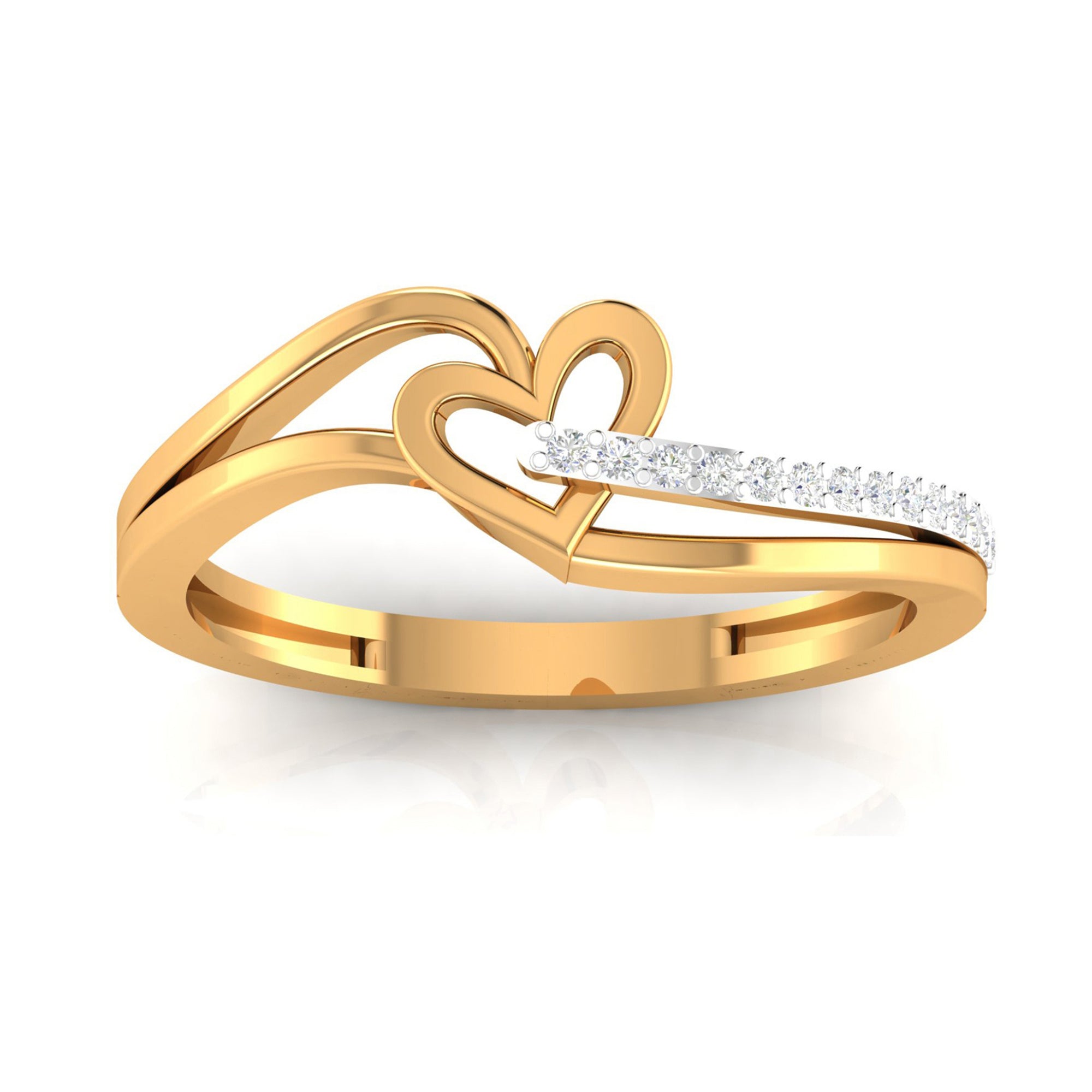 Golden Embrace Heart Diamond Ring
