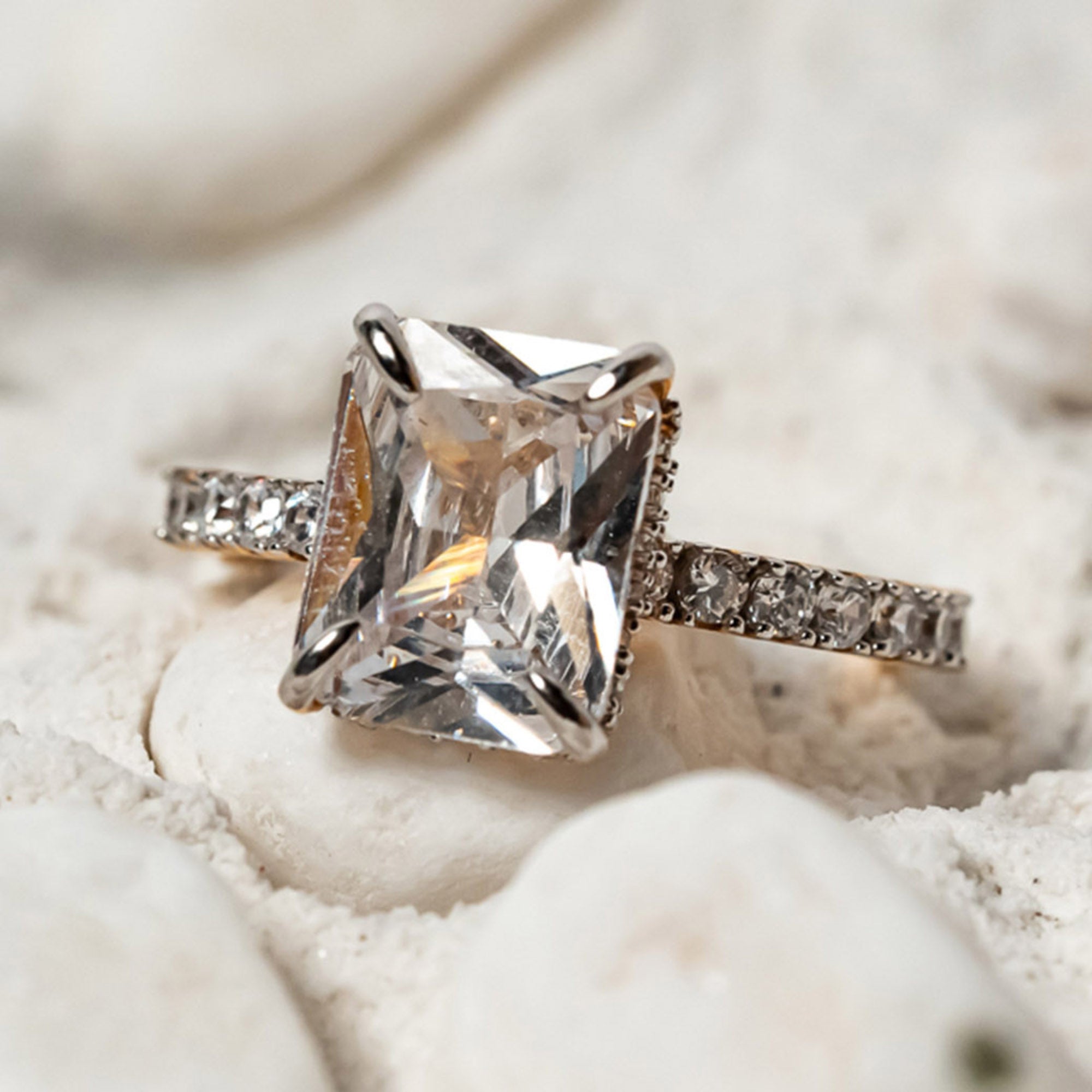 Radiant Cut Silver Ring