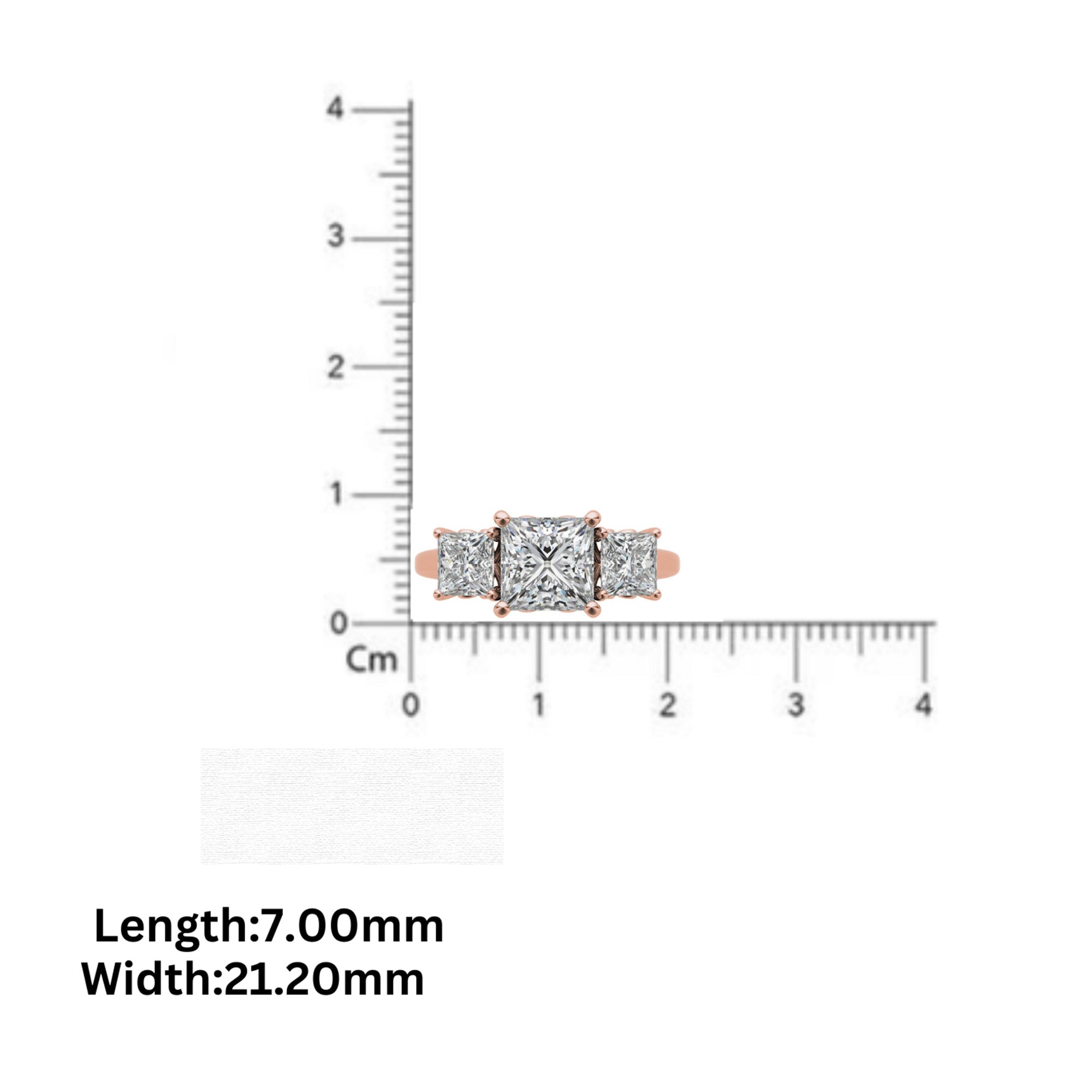Elegant Three Stone Princess Cut Ring
