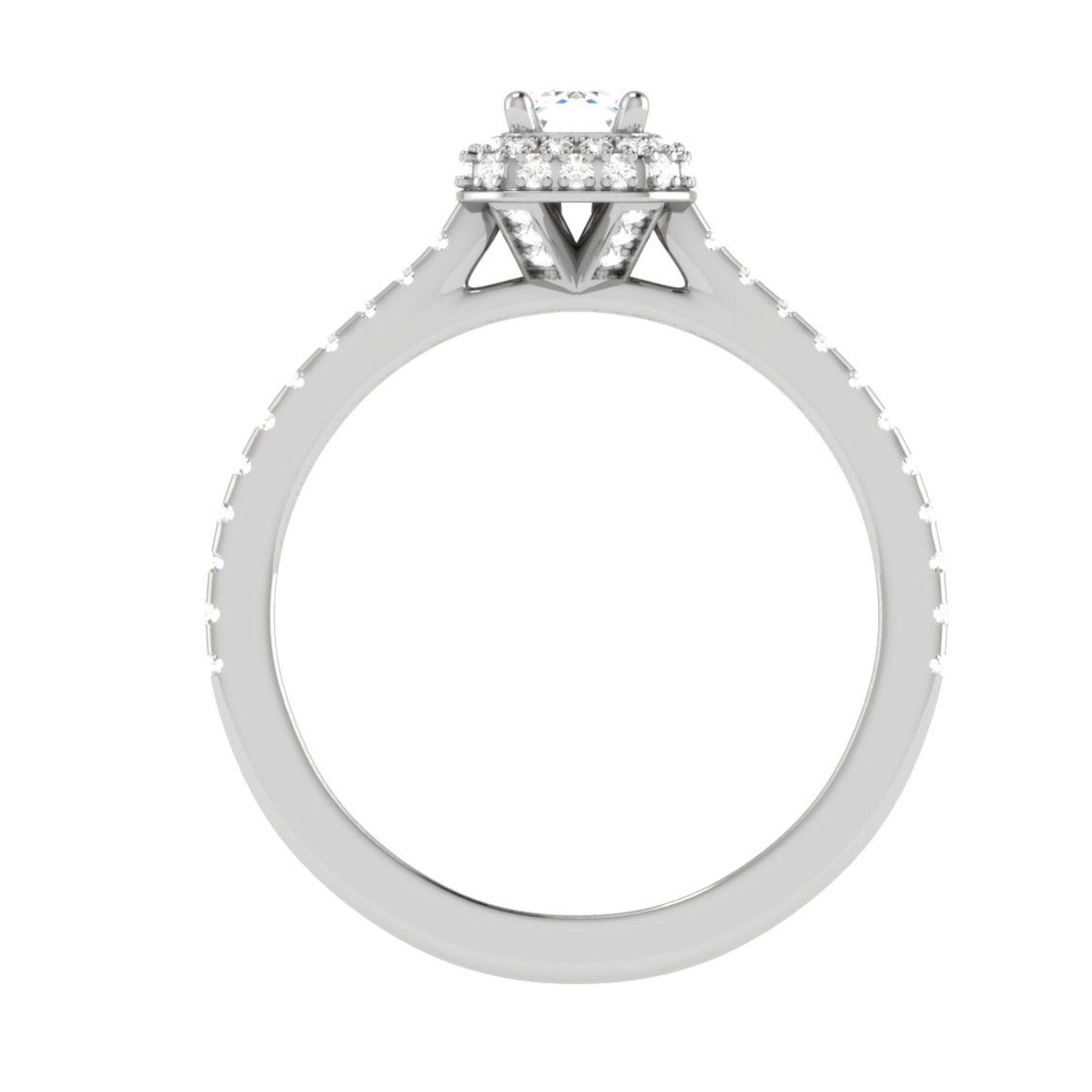 Emerald Cut Halo Adjustable Silver Ring