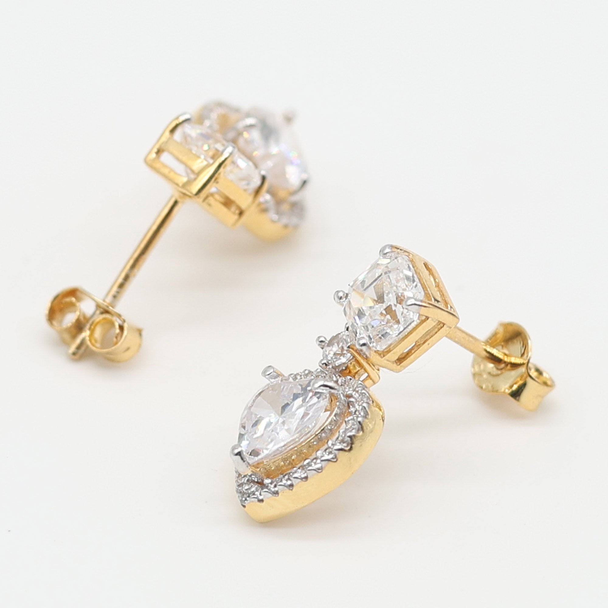 Square Heart Halo Drop Earrings