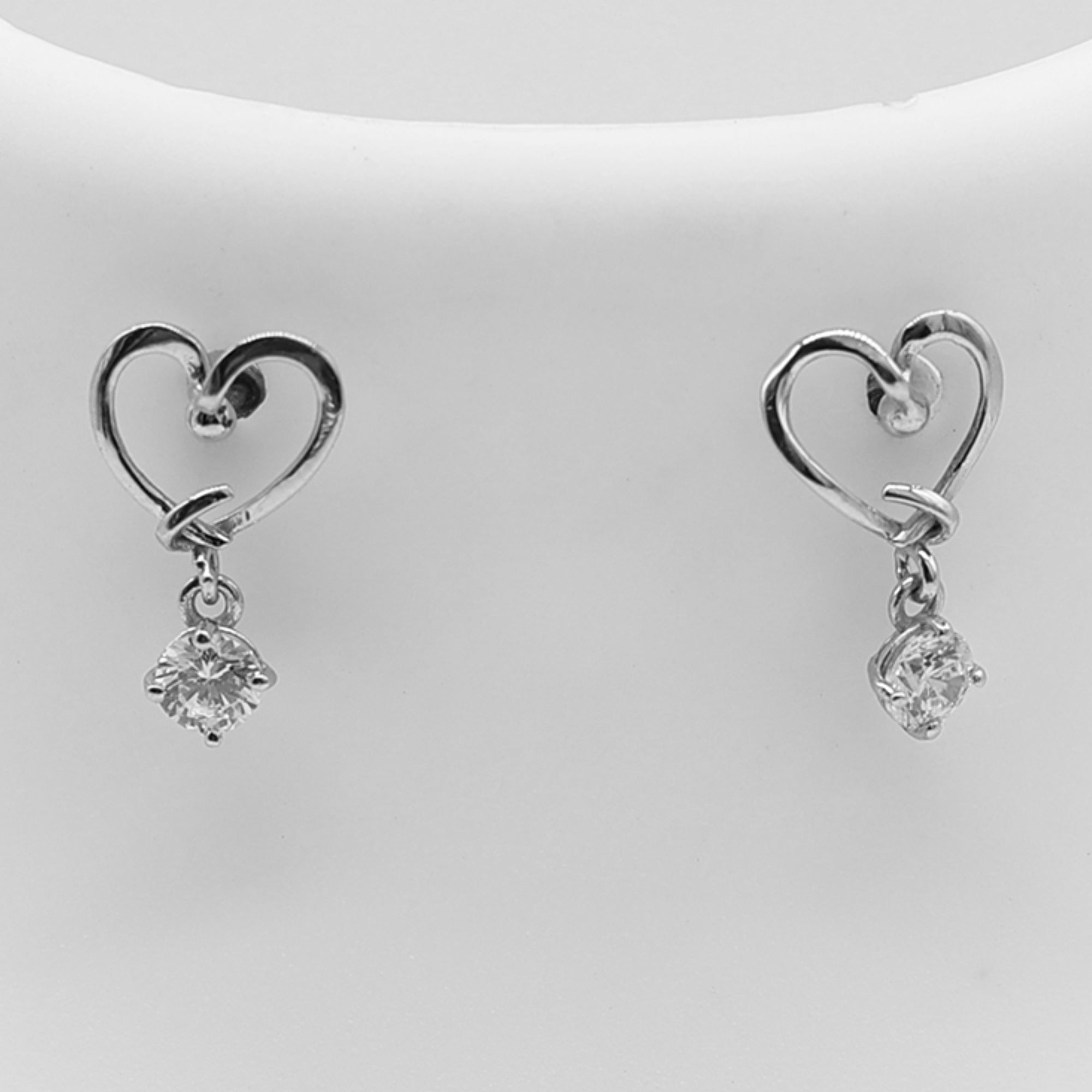 Elegant Heart Solitaire Drop Earrings