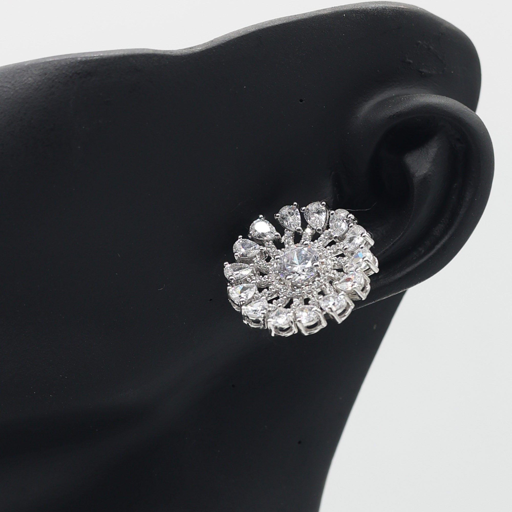 Elegant Sunburst Diamond Earrings