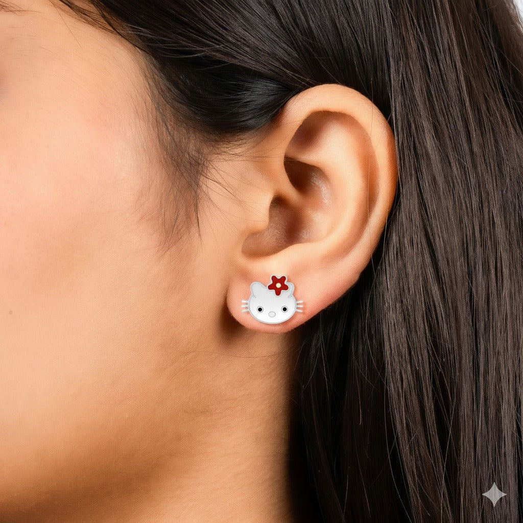 Cute Hello Kitty Enamel Studs