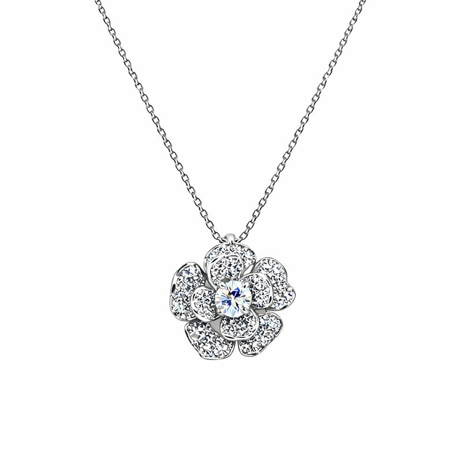 Dainty Silver Flower Pendant