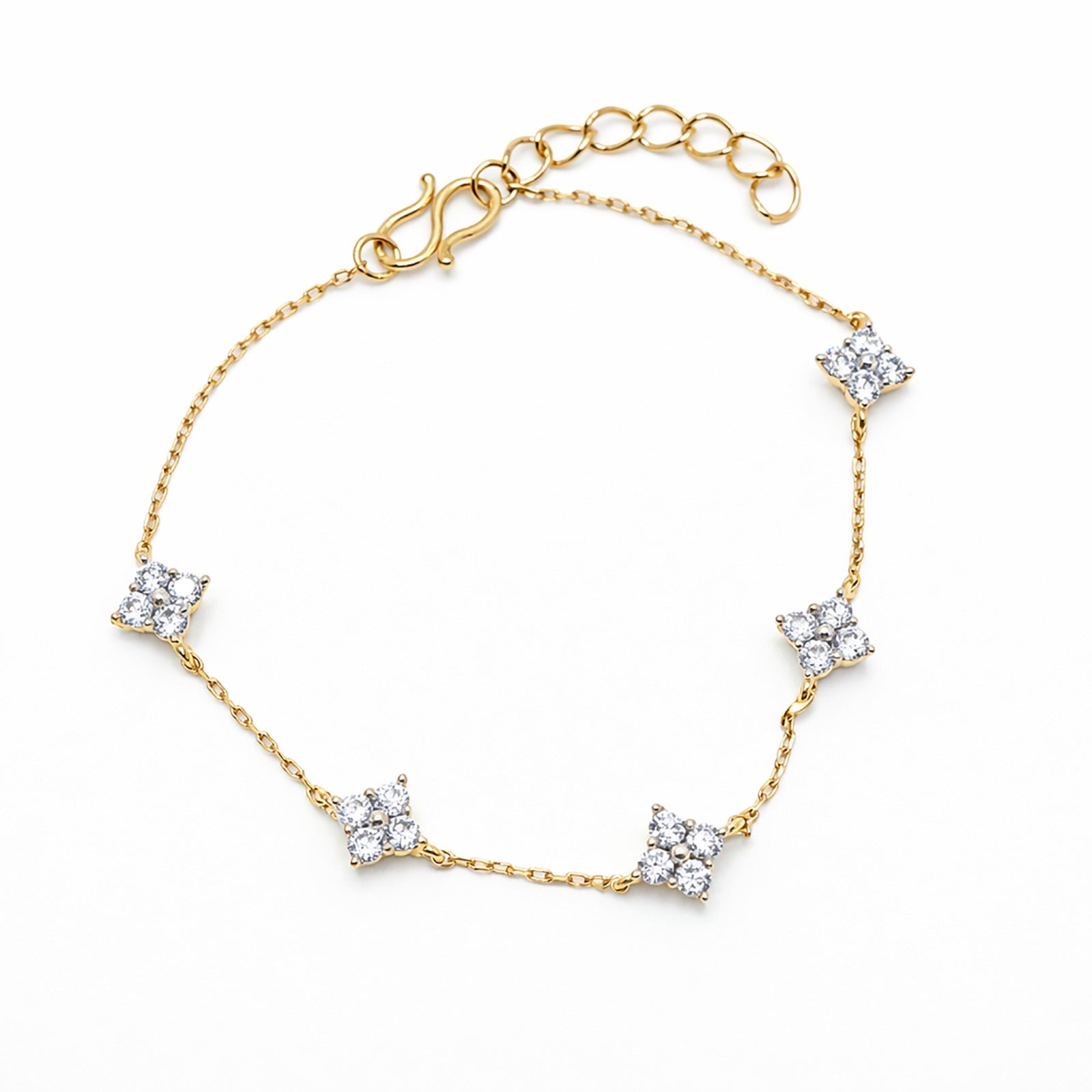 American Diamond Square Cluster Bracelet