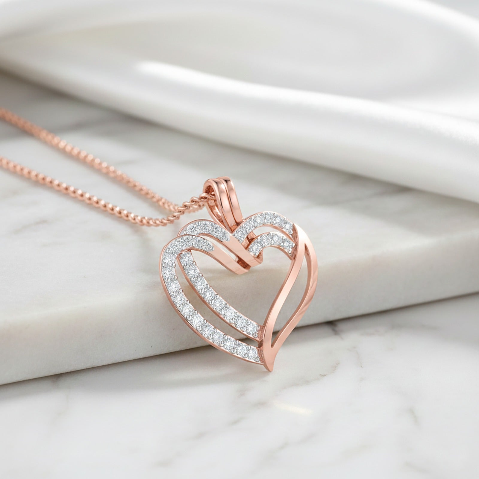 Twined Heart Rose Gold Pendant