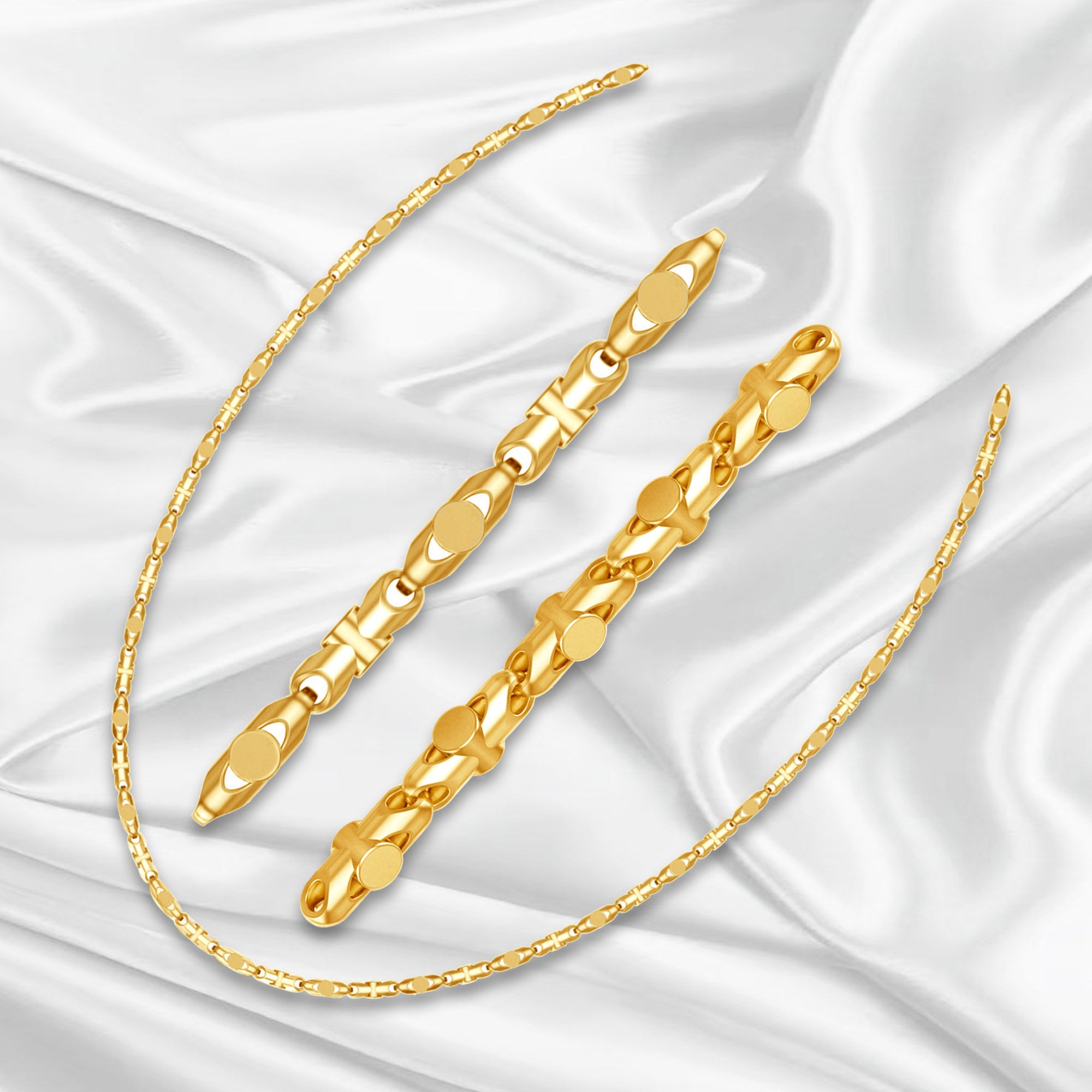 Men’s Durable Gold Plated Geometric Link Chain