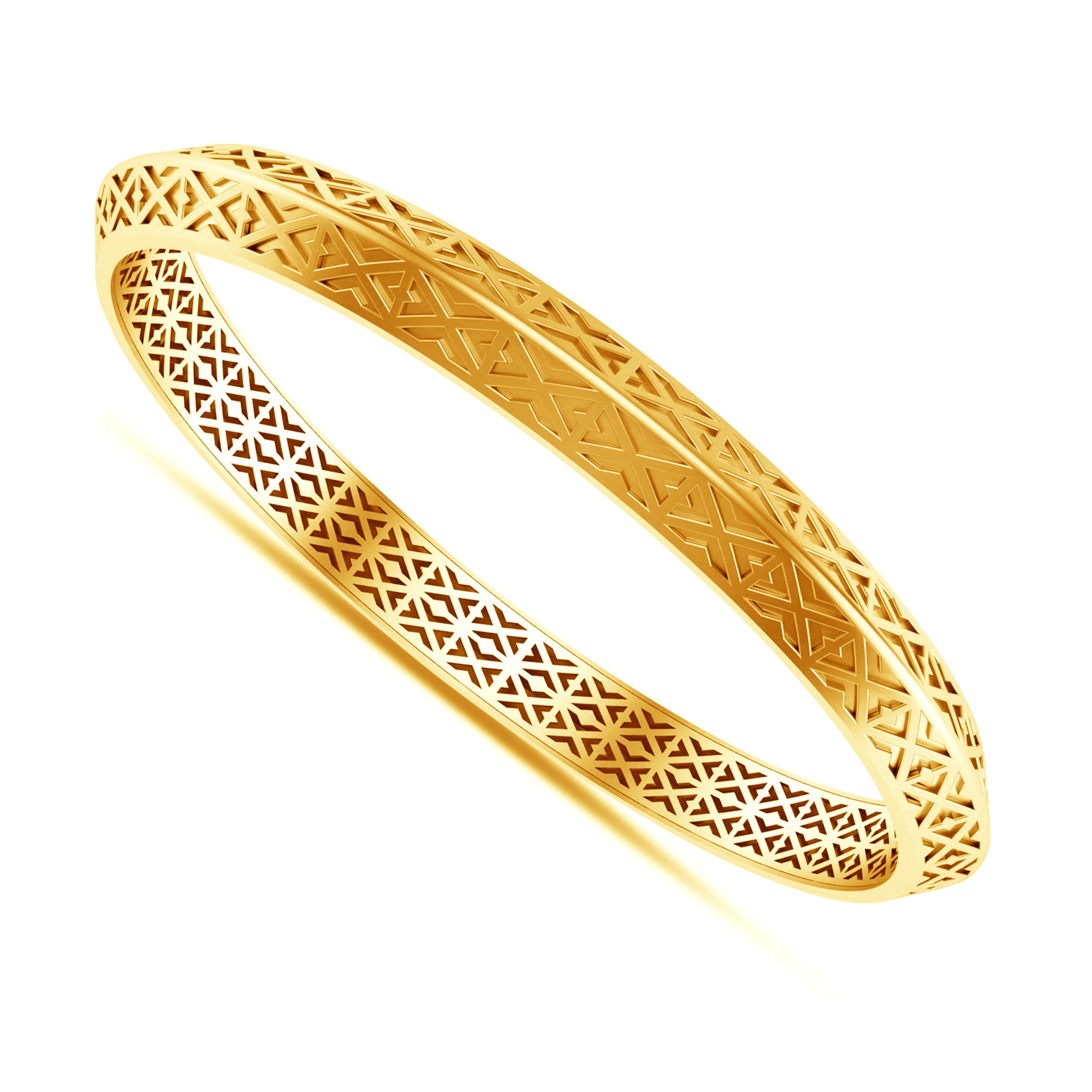 Yellow Gold Plated X Pattern Kada for Men’s