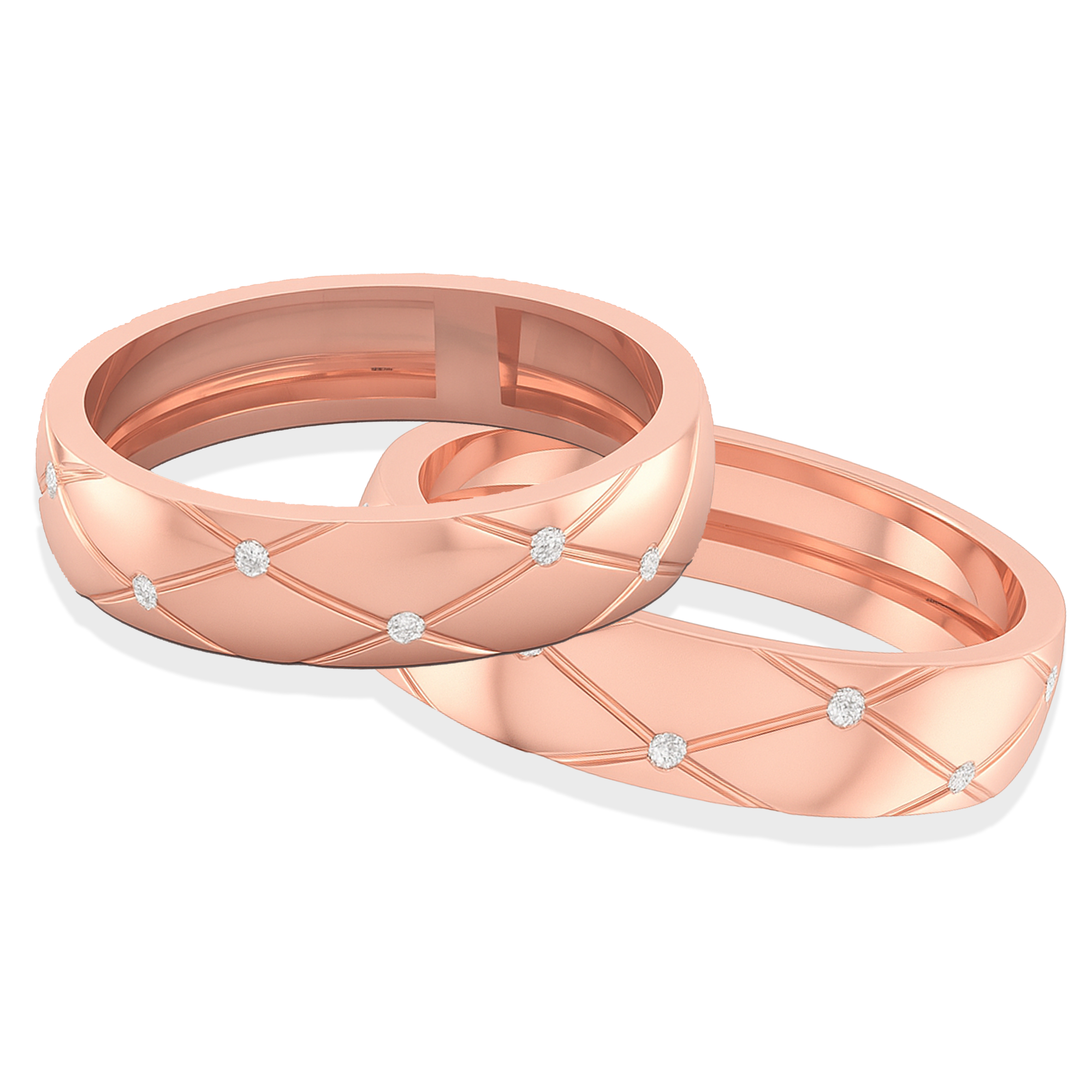 Rose Gold Diamond Band for Couple