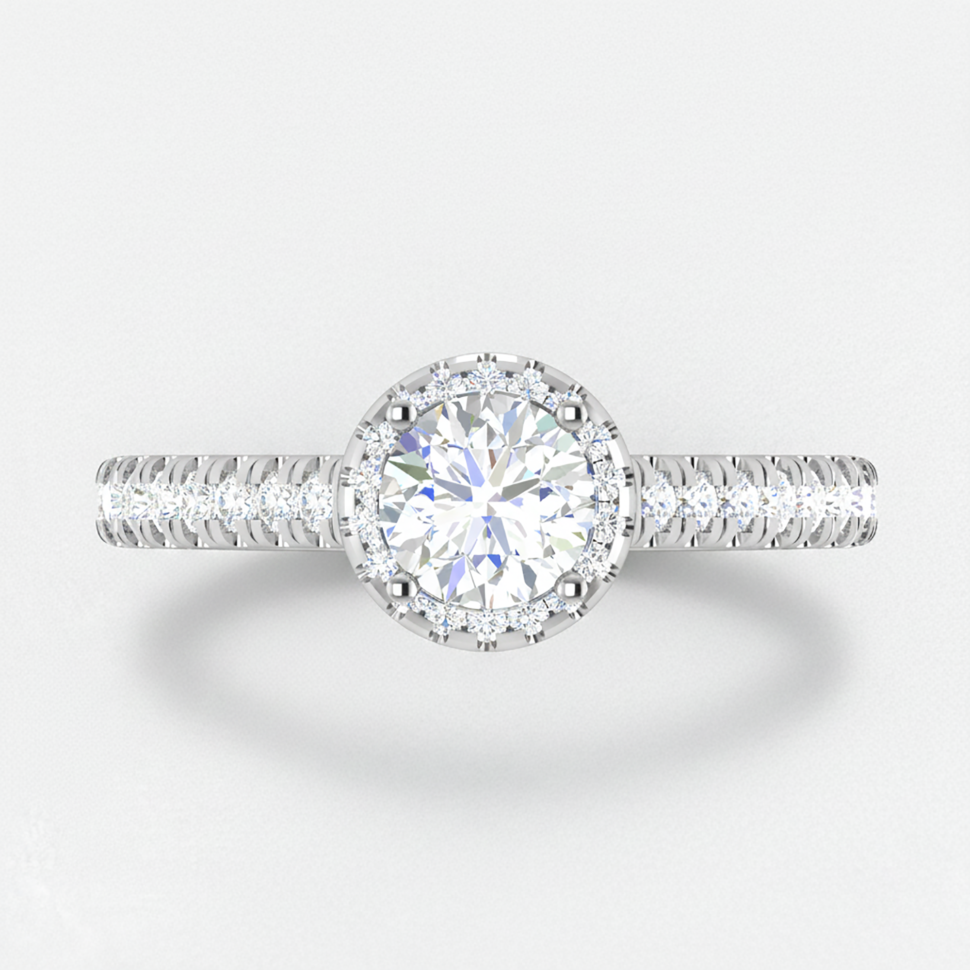 Adjustable Silver Round Halo Ring