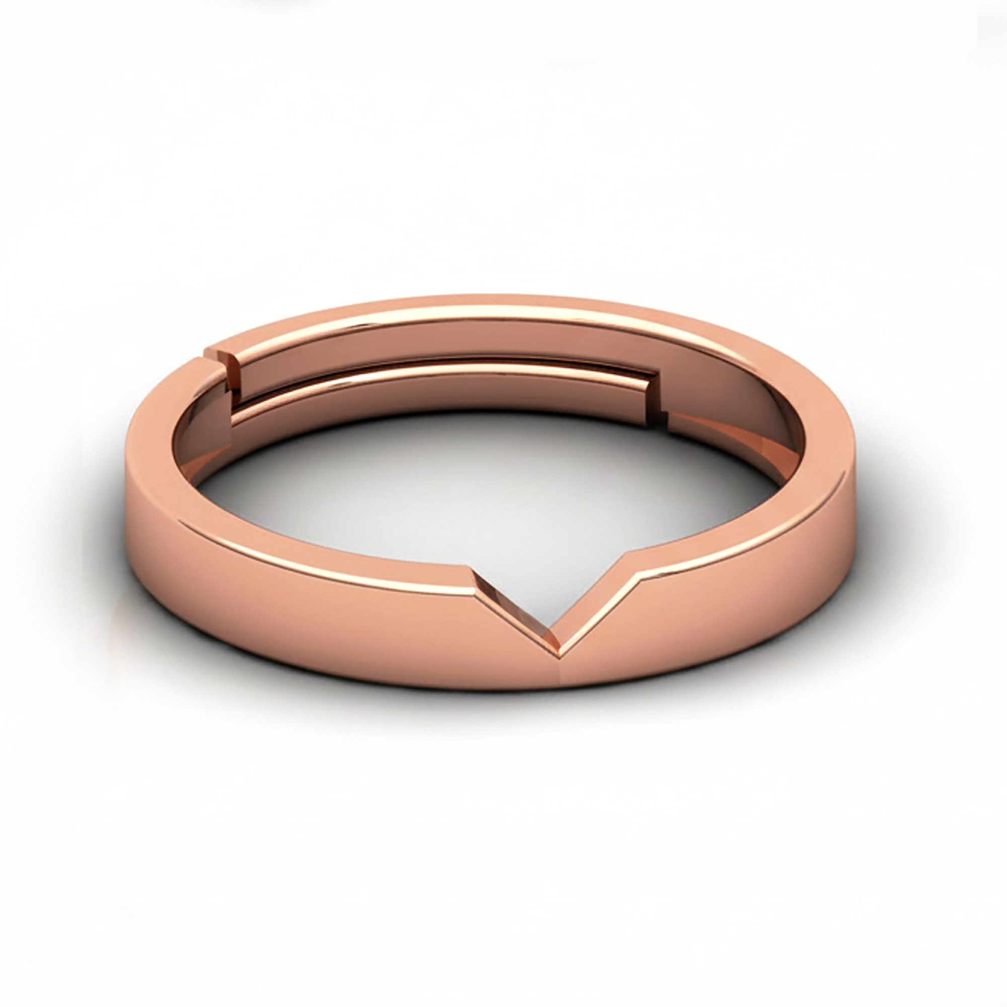 V Shaped Rose Gold Couple Ring