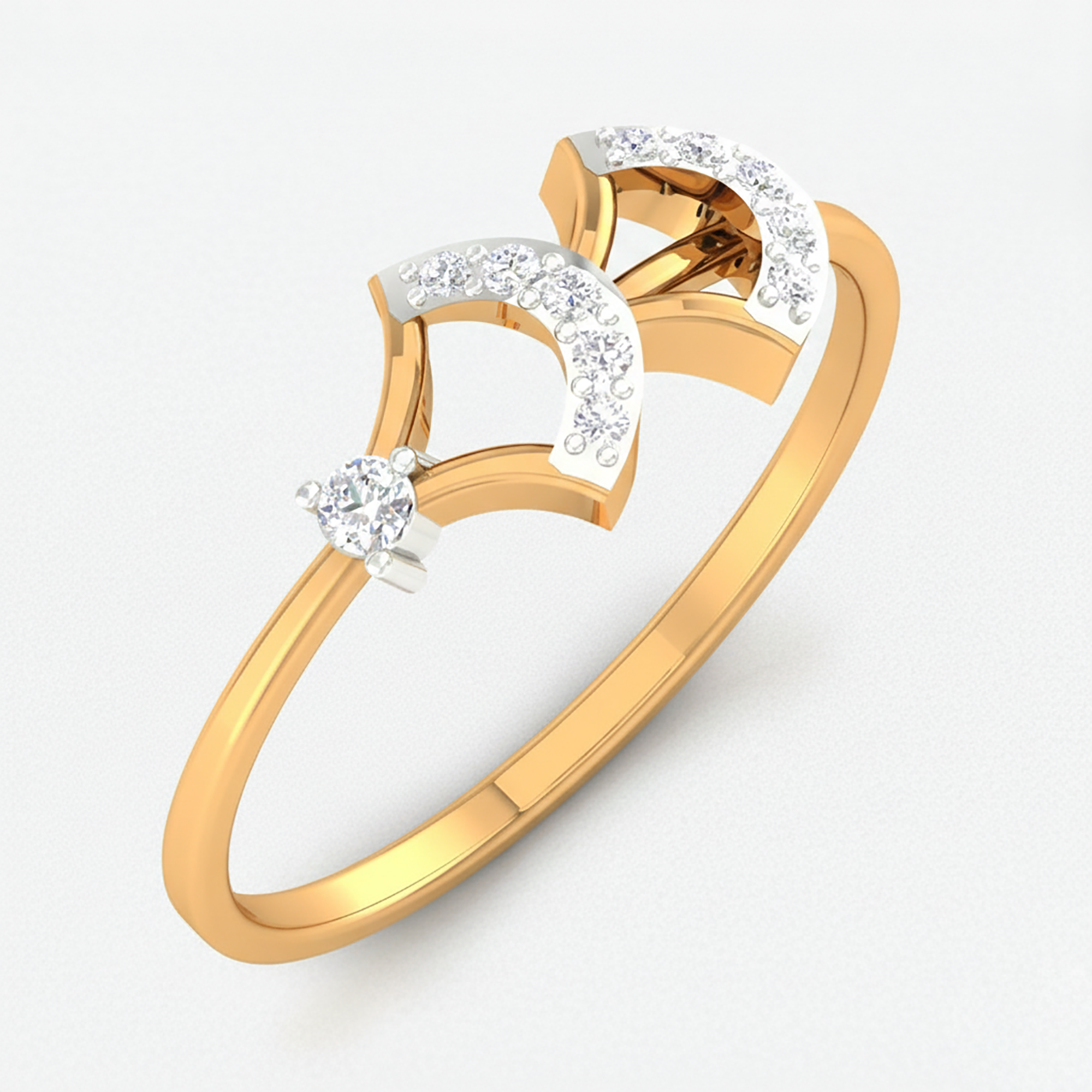 Elegant Dual Crescent Shape Ring