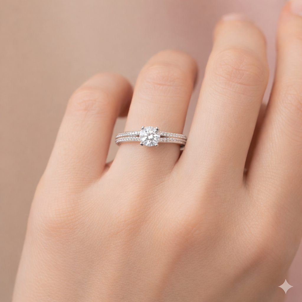 American Diamond Split Shank Ring