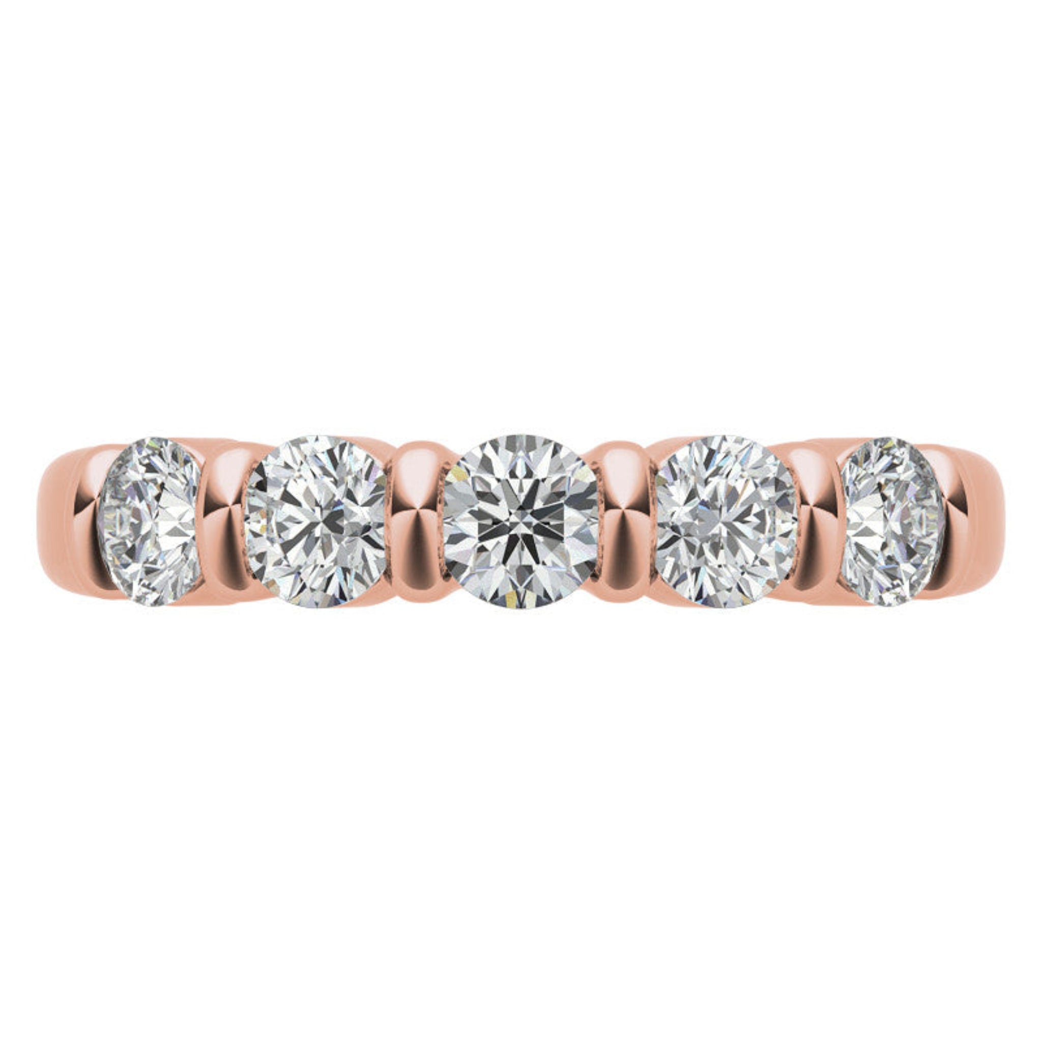 Adjustable Sterling Silver Beautiful And Elegant Five-Stone Round Diamond Rose Gold Band For Women