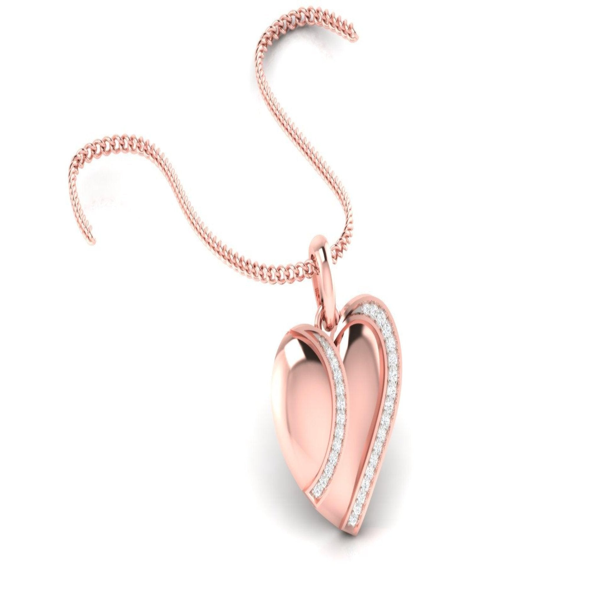 Silver Romantic Adjustable Dual-Tone Heart Rose Gold Pendant For Women