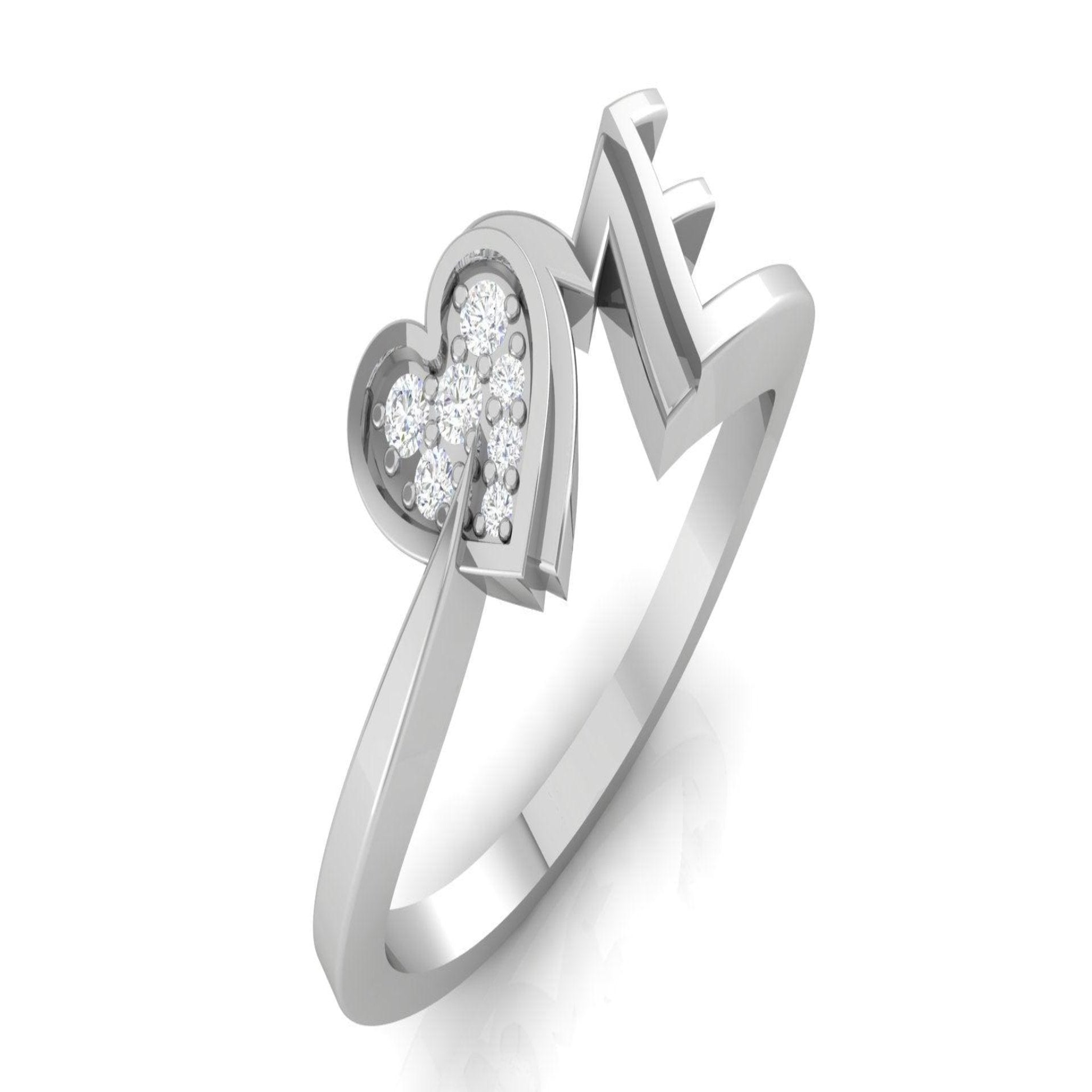 Adore Me Heart White Gold Silver Adjustable Sparkling Ring For Women