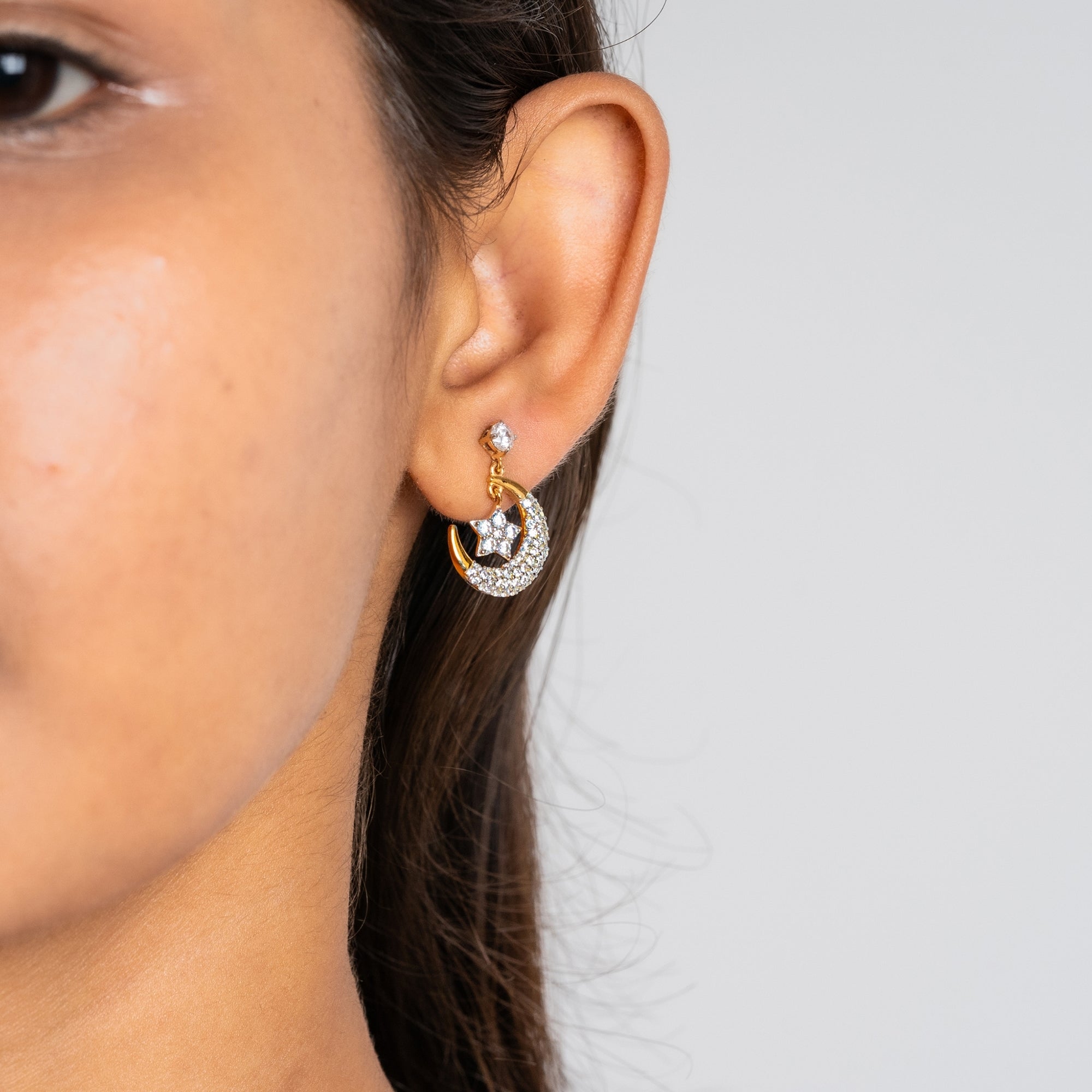 Sterling Silver Moon and Star Earrings