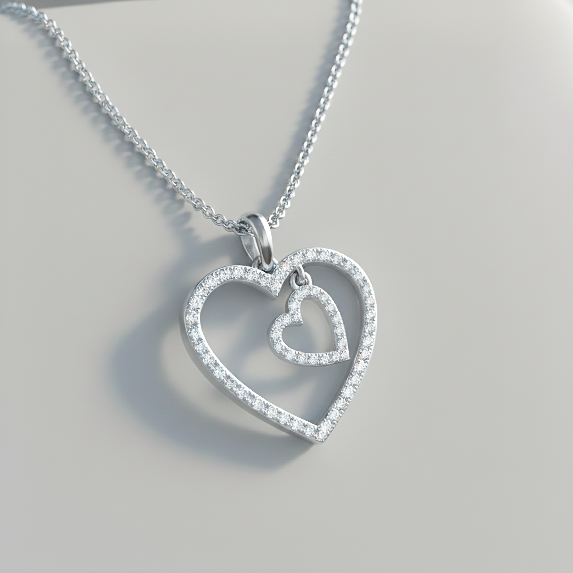 Diamond Accent Double Heart Pendant