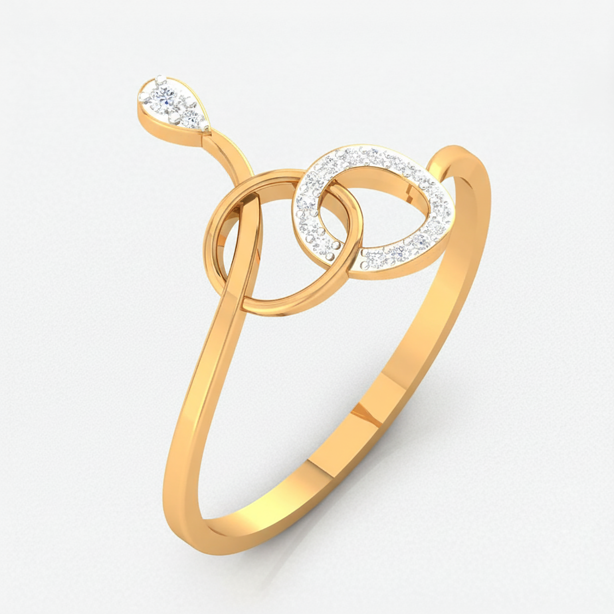 Double Loop Diamond Stylish Ring