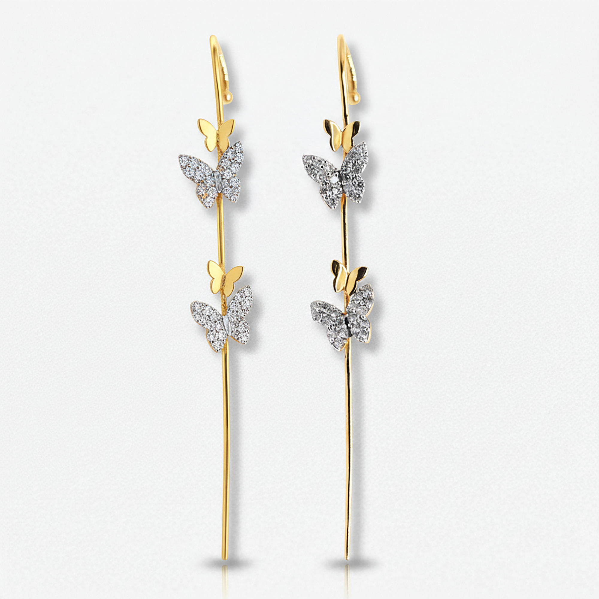 Dainty Butterfly Ear Climber Earrings