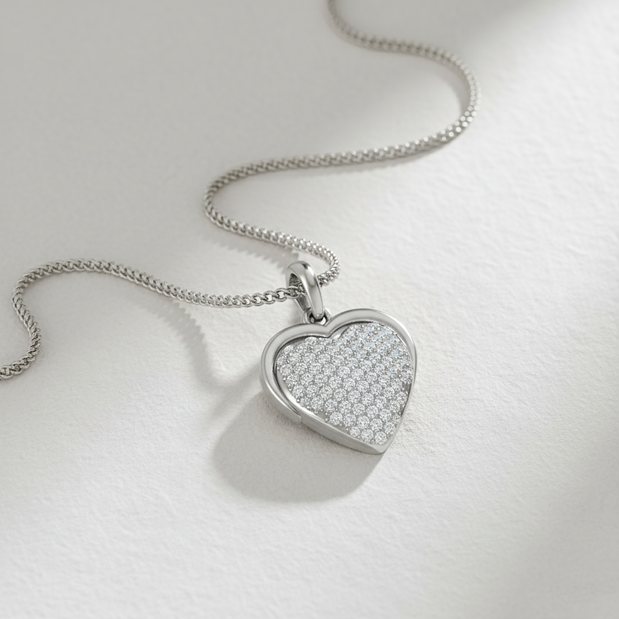 Sterling Silver Heart Diamond Pendant