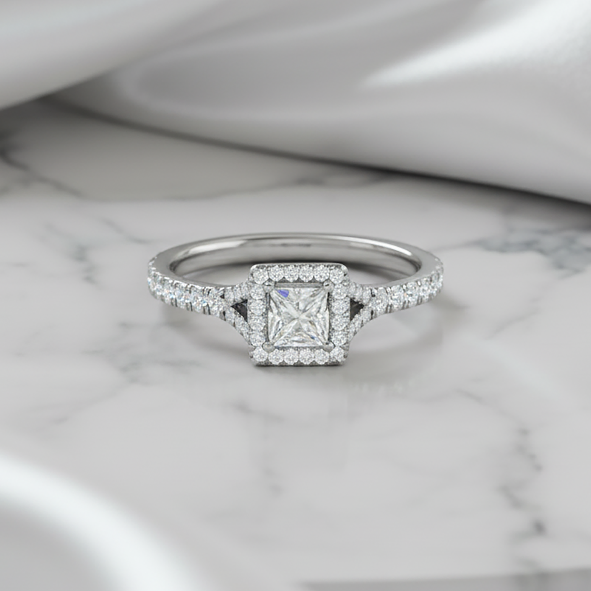 American Diamond Adjustable Halo Ring