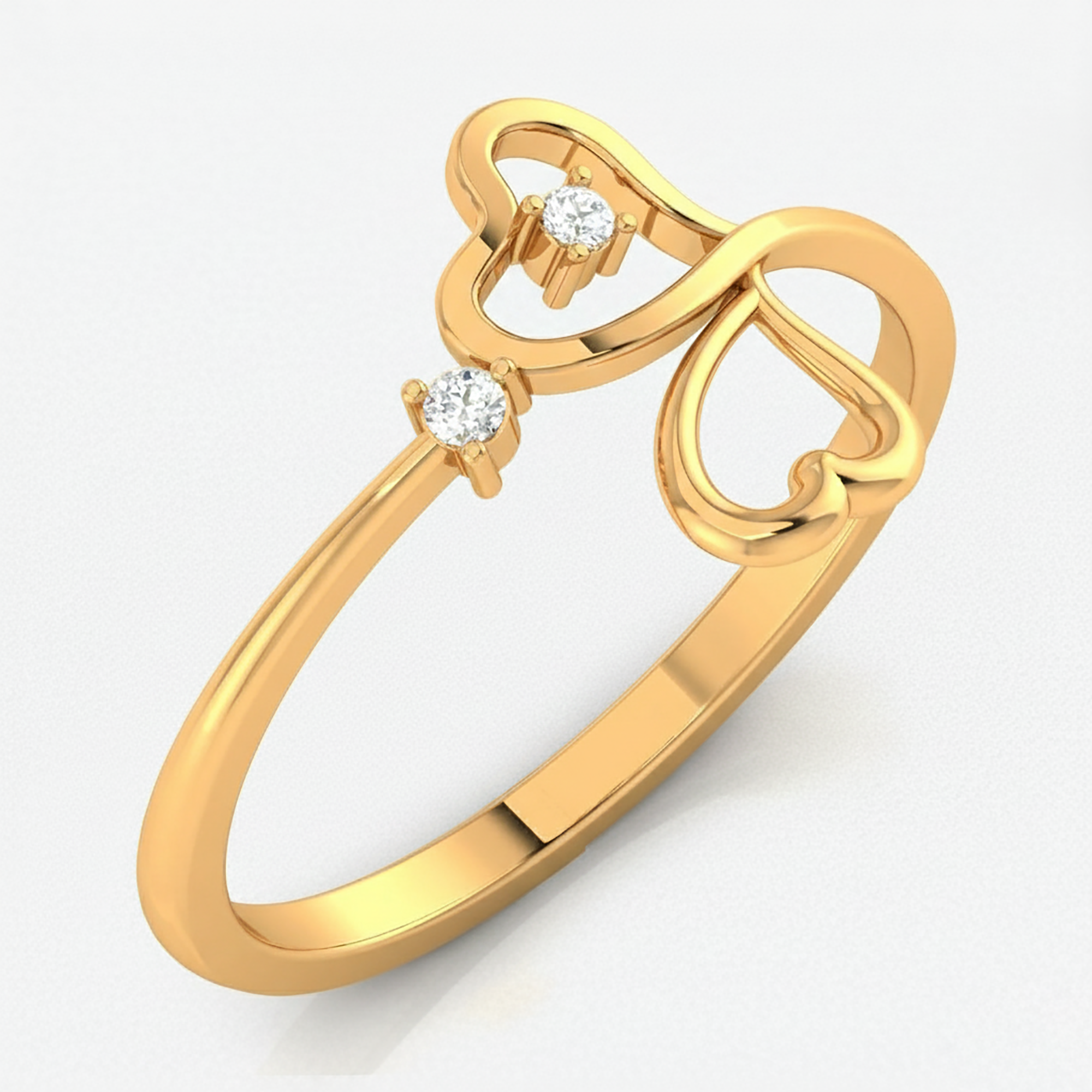 Gold Plated Double Heart Ring
