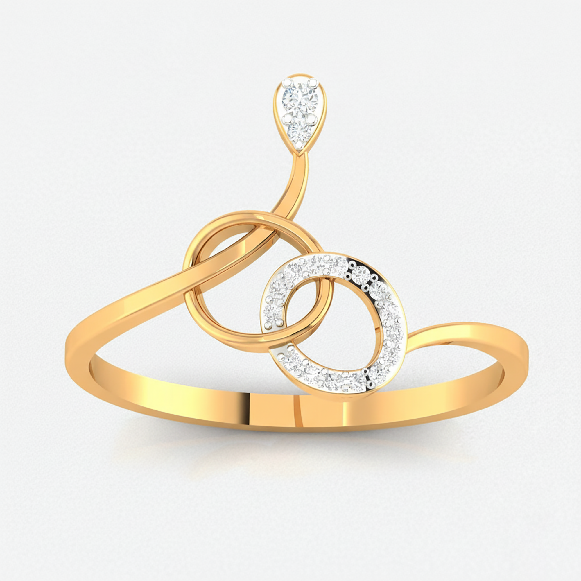Double Loop Diamond Stylish Ring