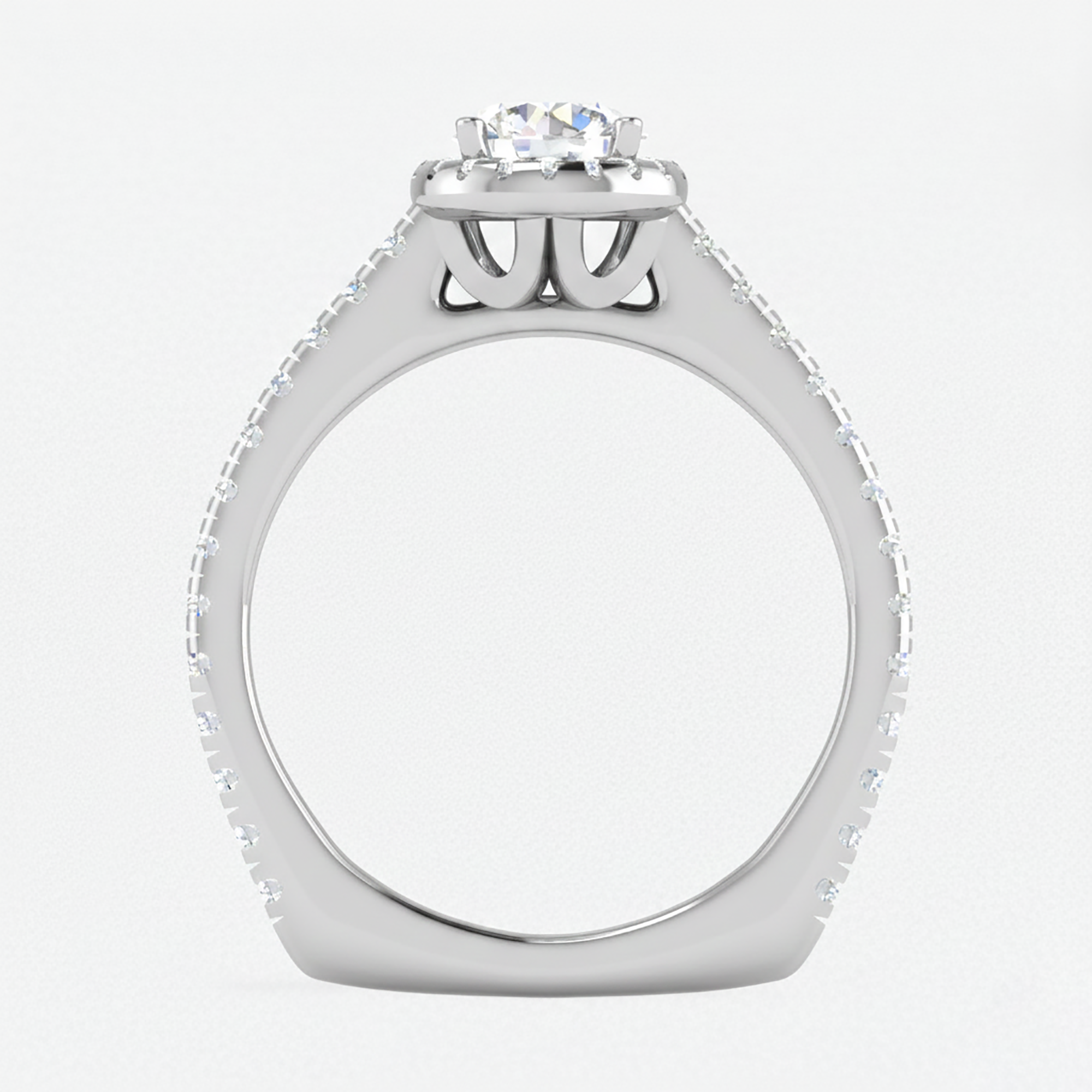 Adjustable Silver Round Halo Ring