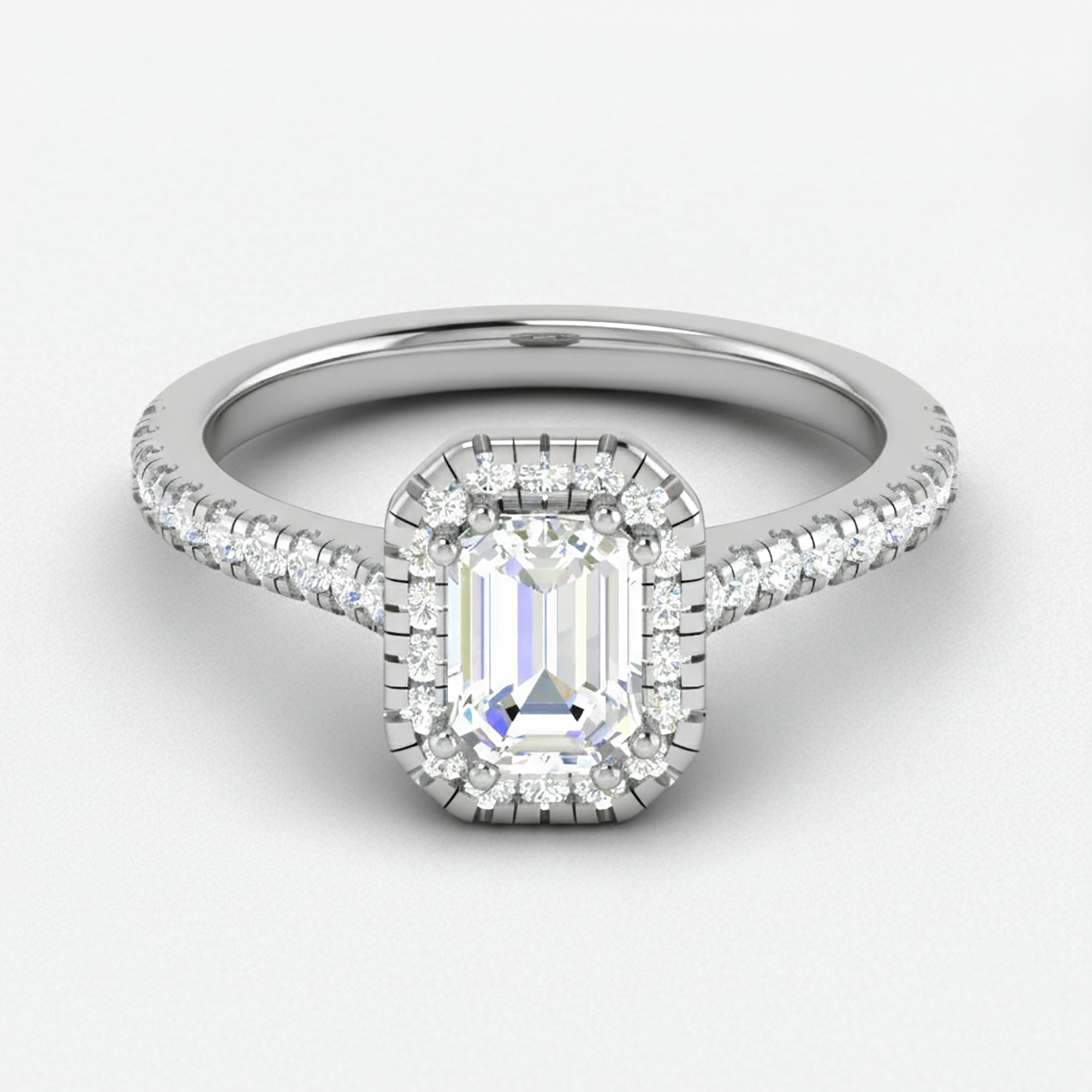 Emerald Halo Solitaire Ring