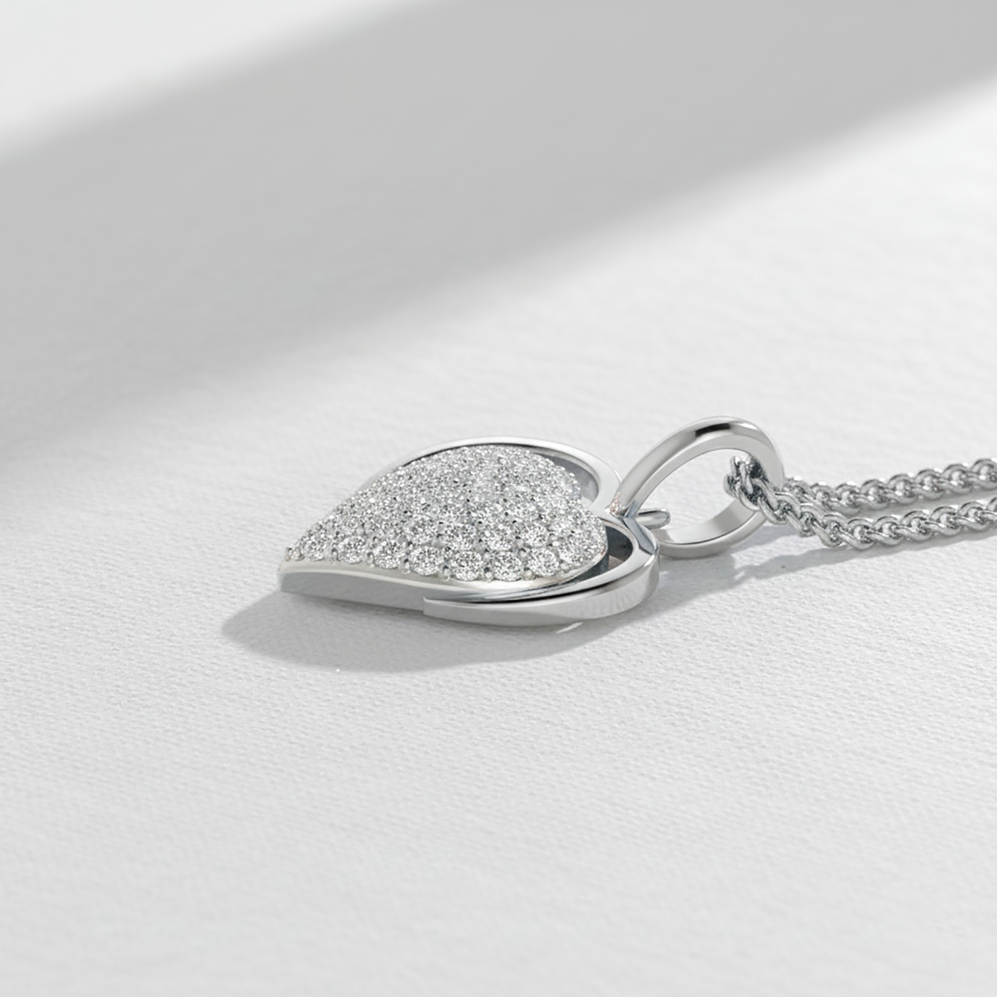 Sterling Silver Heart Diamond Pendant