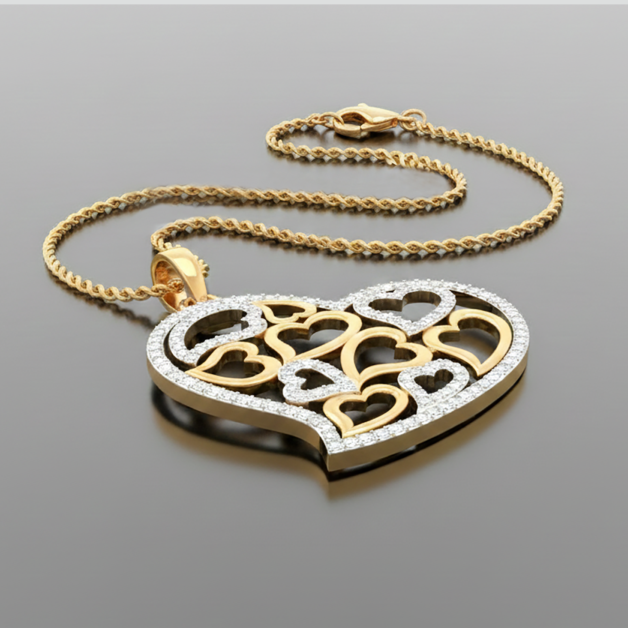 Gold Plated Multi Heart Pendant