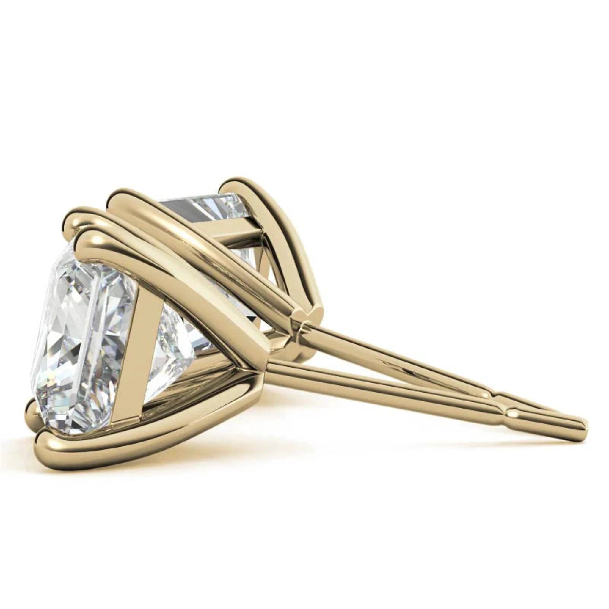 Sophisticated Square Solitaire Yellow Gold Silver Sparkle Earring For Woman