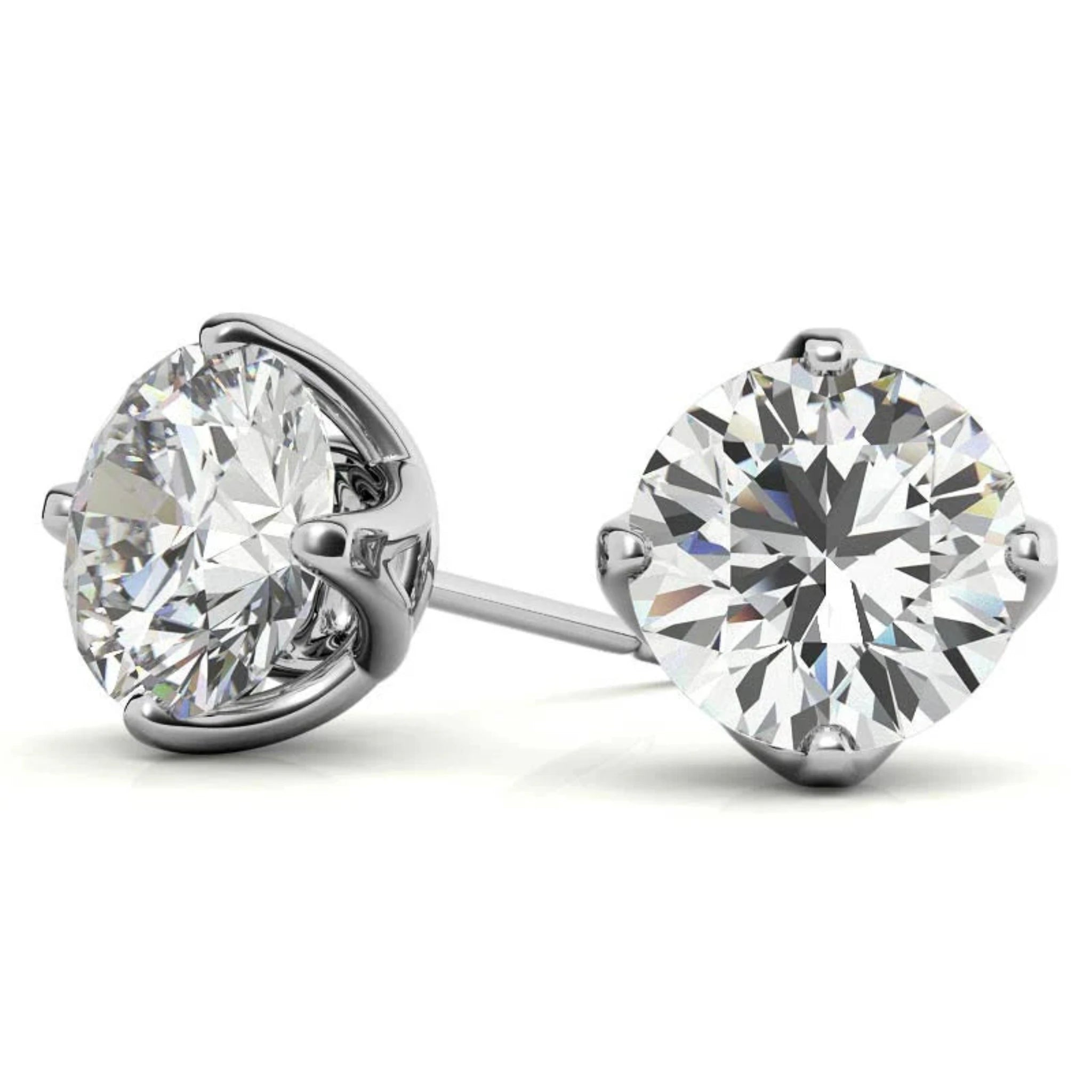 Round Solitaire White Gold Silver Simulated Diamond Earring For Woman