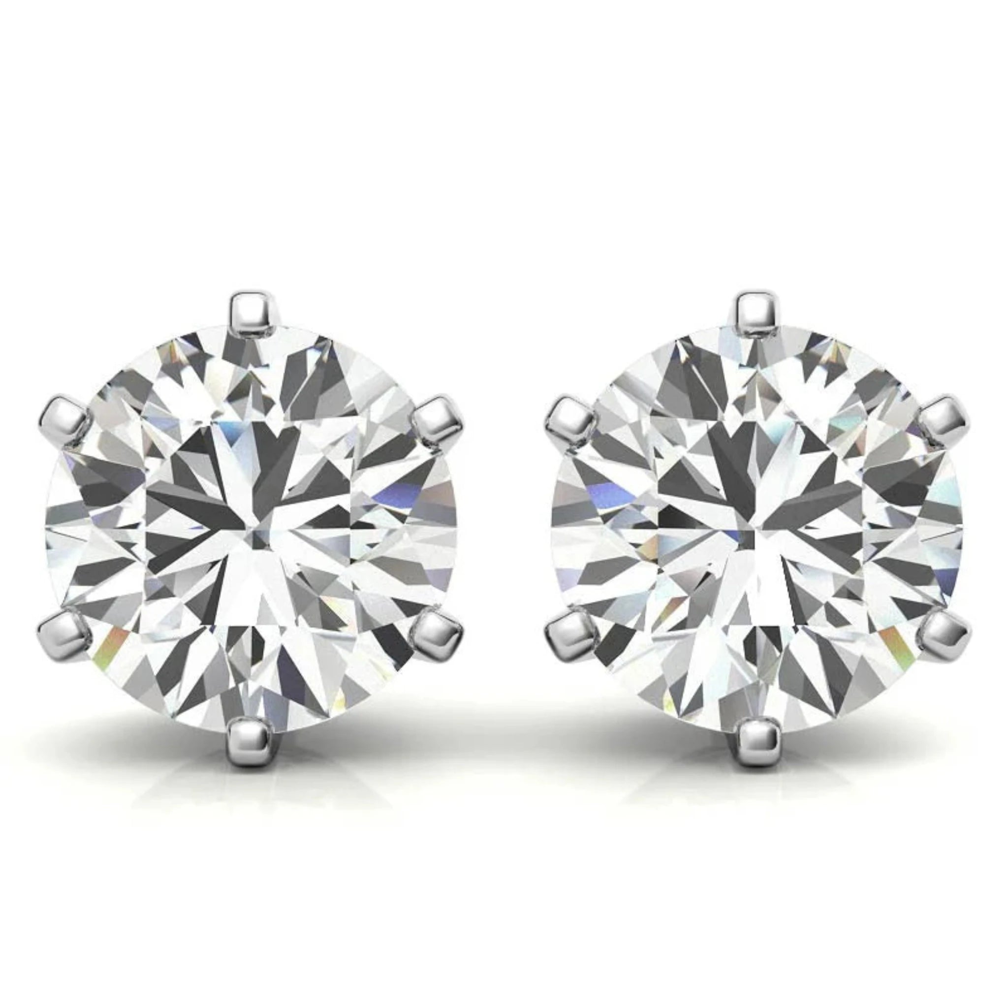 Round Clear Solitaire White Gold Silver Classic Earring For Woman