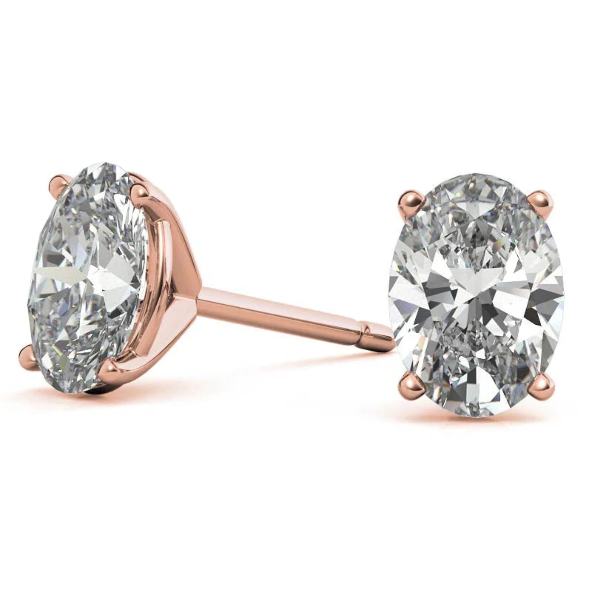 Timeless Four-Prong Oval Rose Gold Silver Elegant Earring For Woman