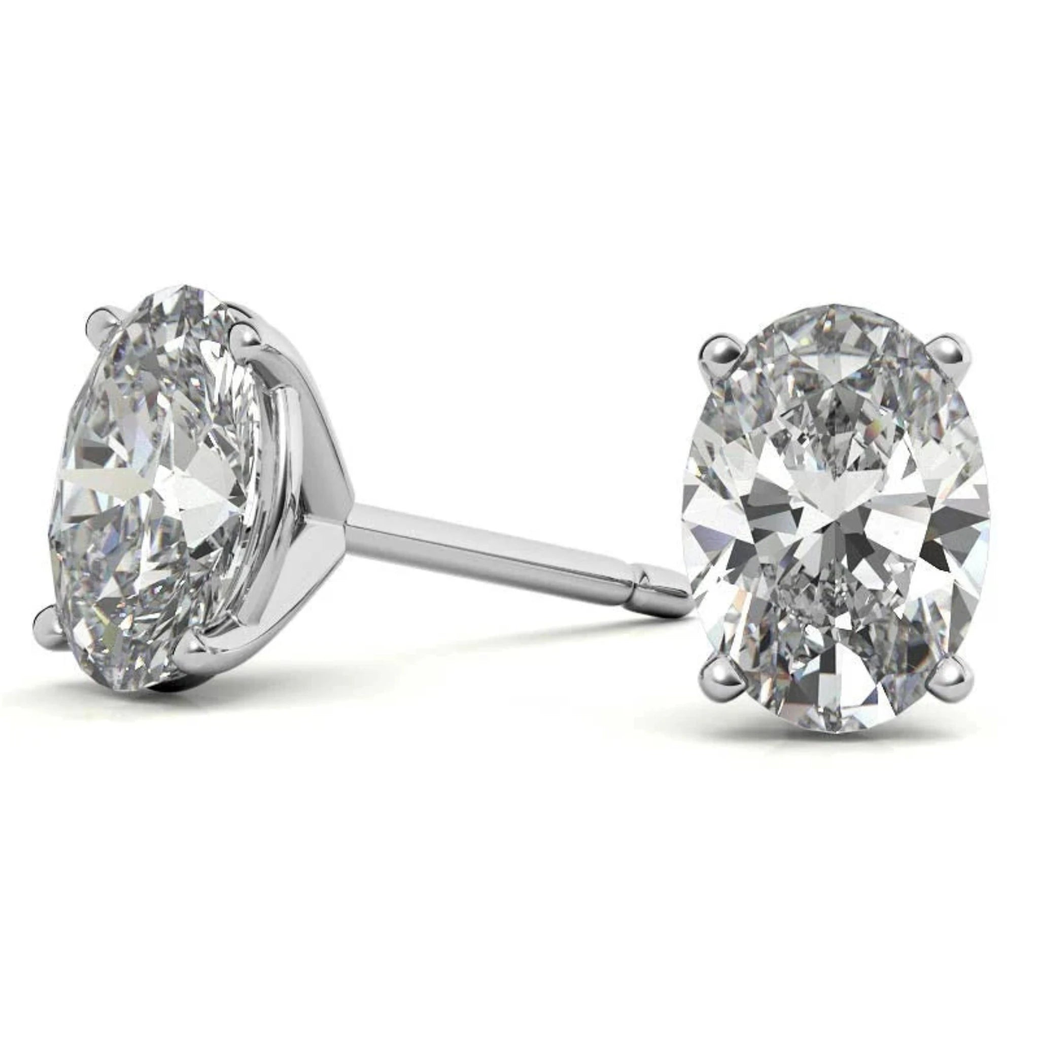 Timeless Four-Prong Oval White Gold Silver Luxury Earring For Woman