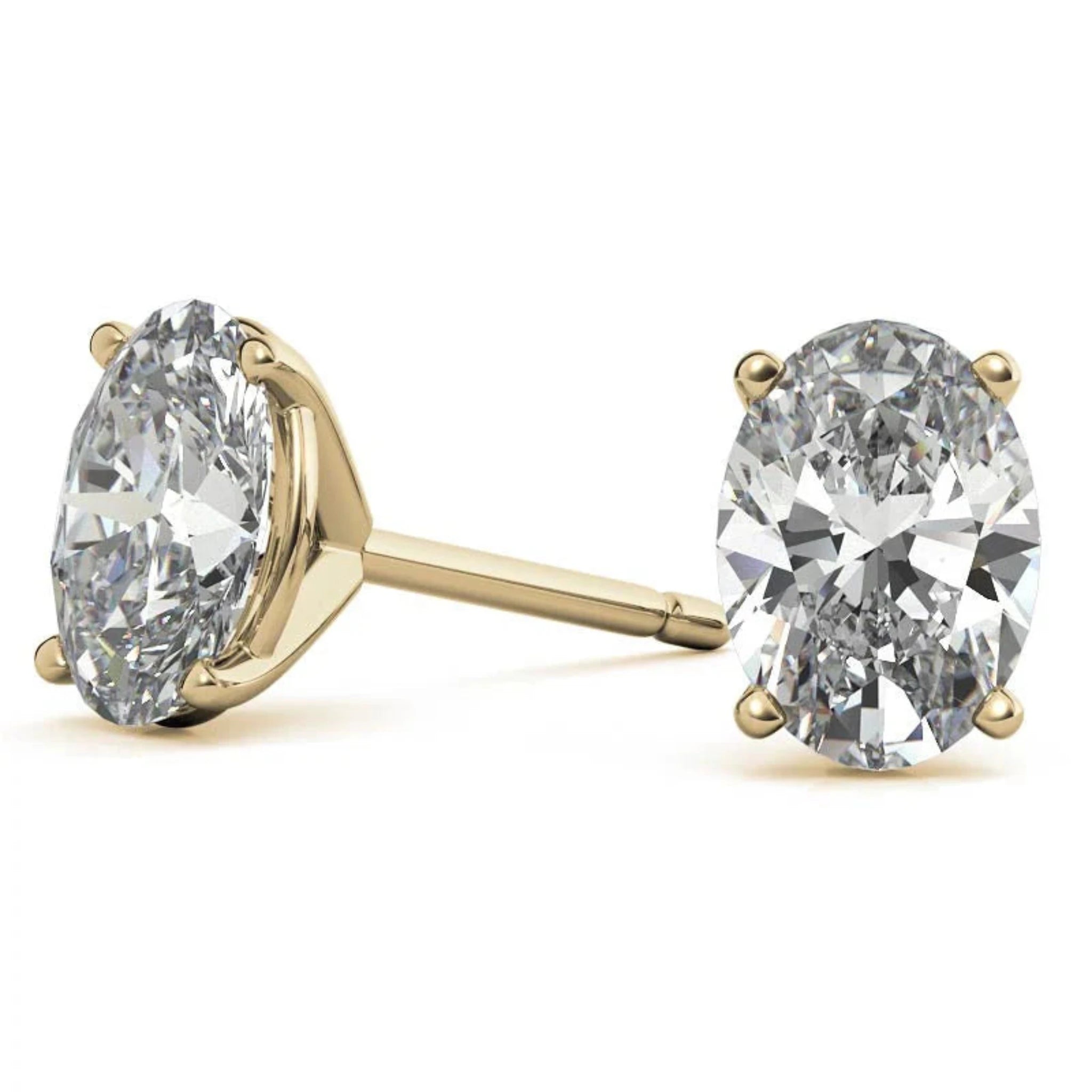 Timeless Four-Prong Oval Yellow Gold Silver Exquisite Earring For Woman