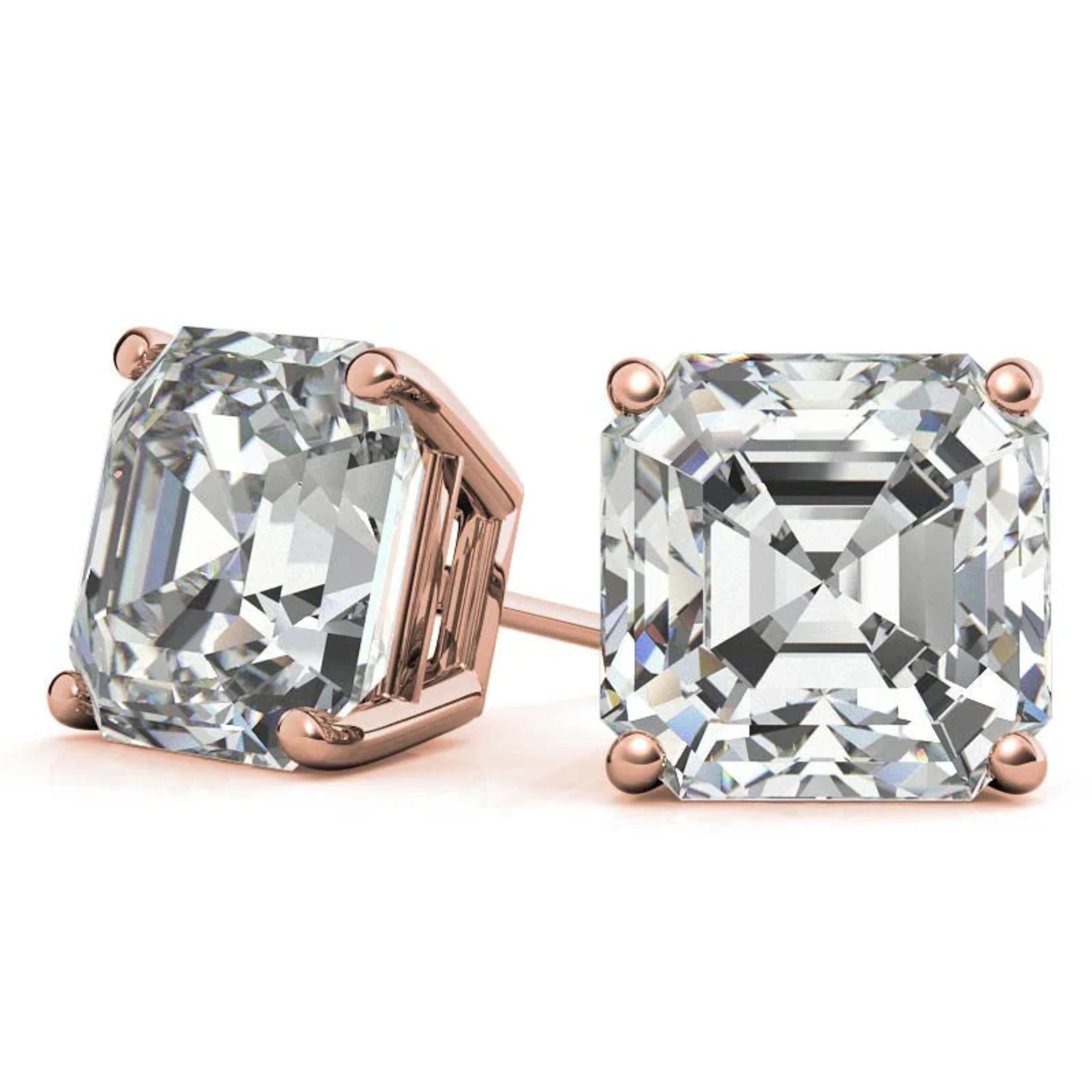 Asscher-Cut Rose Gold Silver Sophisticated Earring For Women