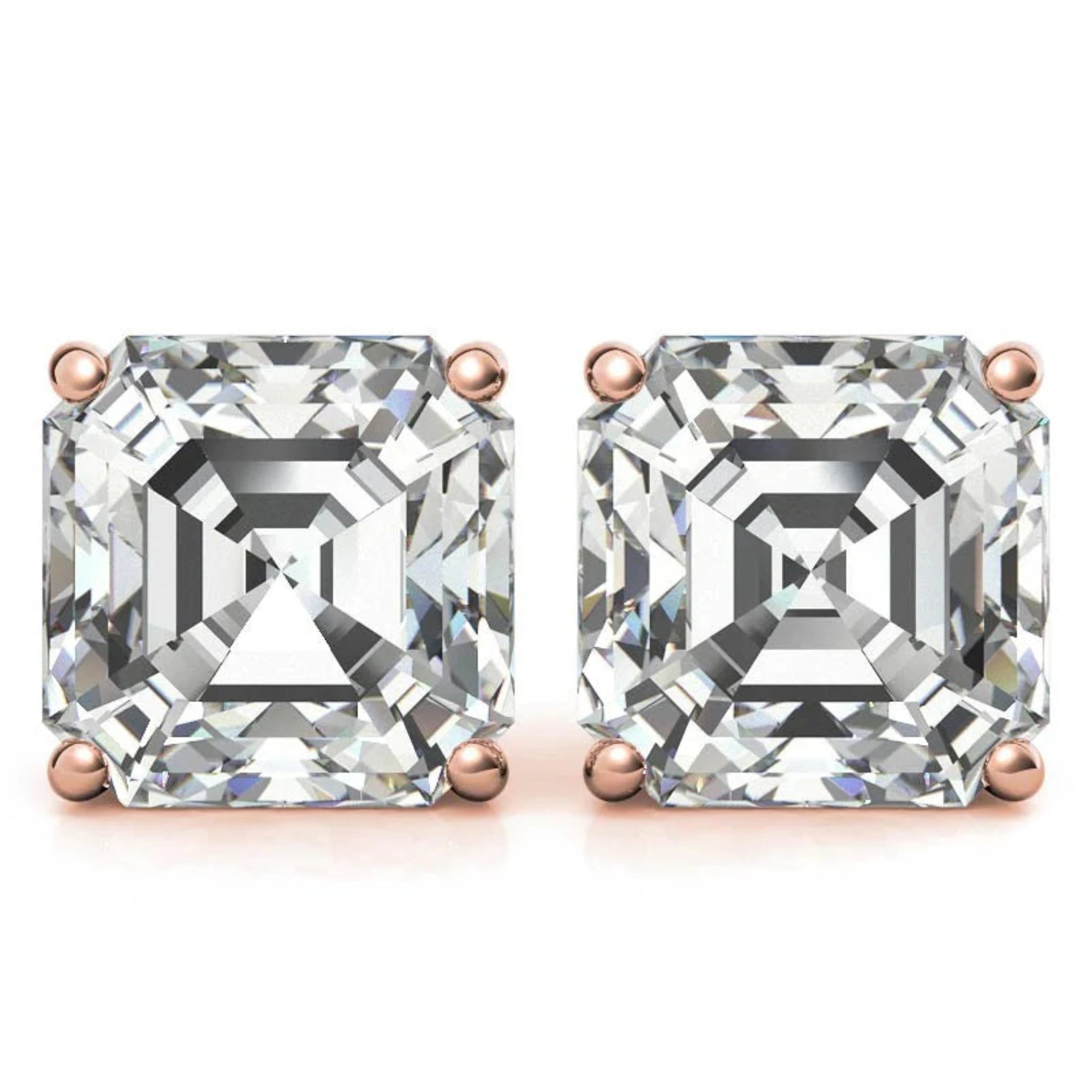 Asscher-Cut Rose Gold Silver Sophisticated Earring For Women