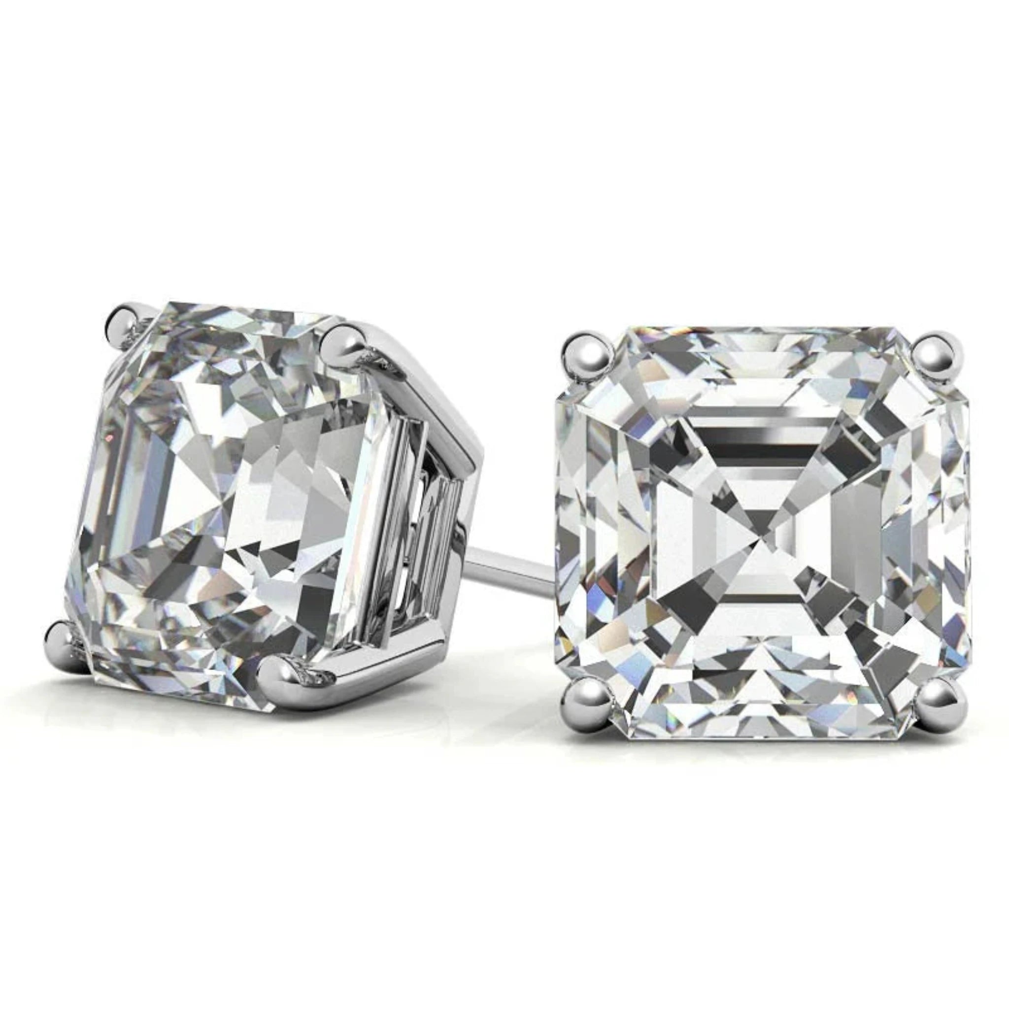 Asscher-Cut White Gold Silver Radiant Earring For Woman