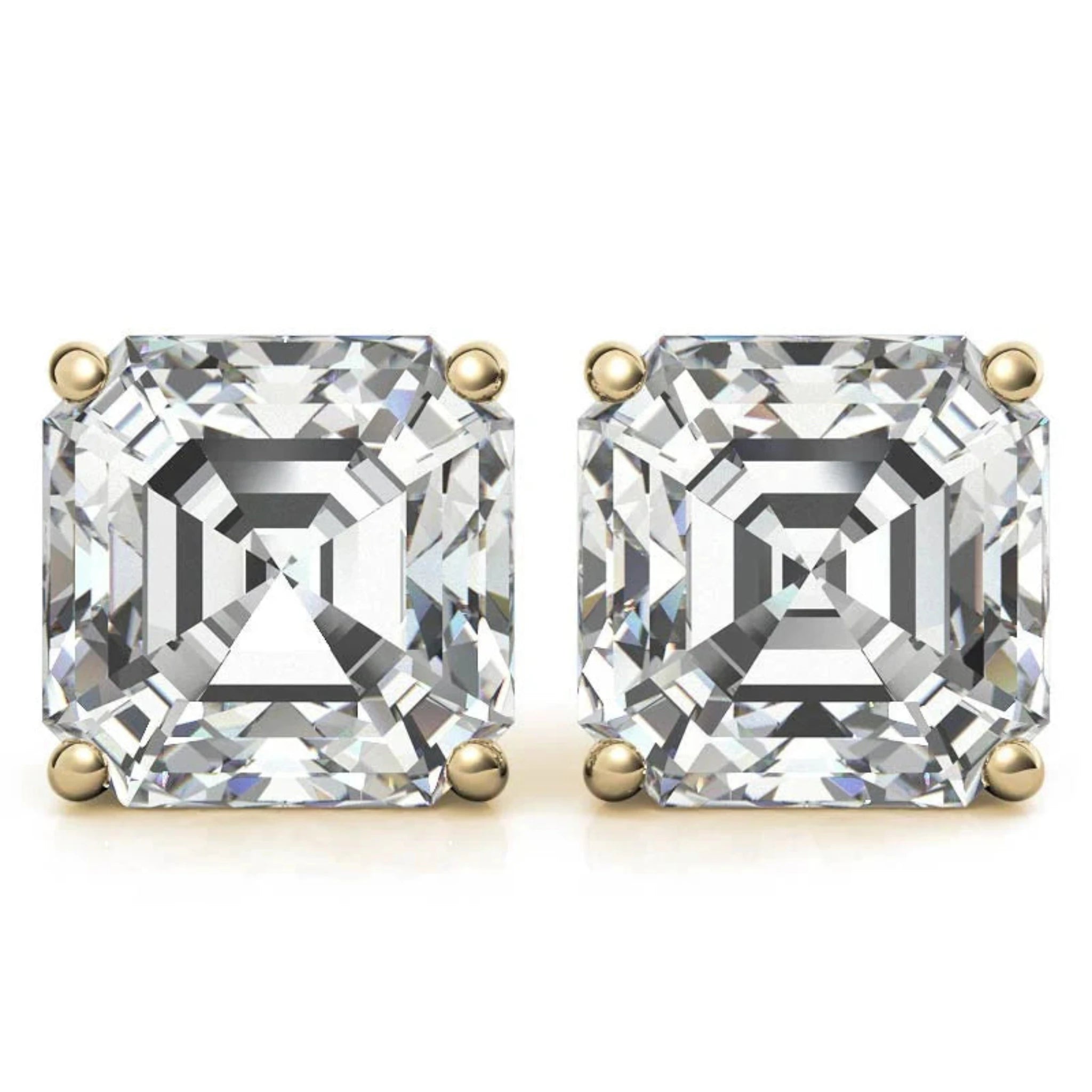 Asscher-Cut Yellow Gold Silver Modern Earring For Women