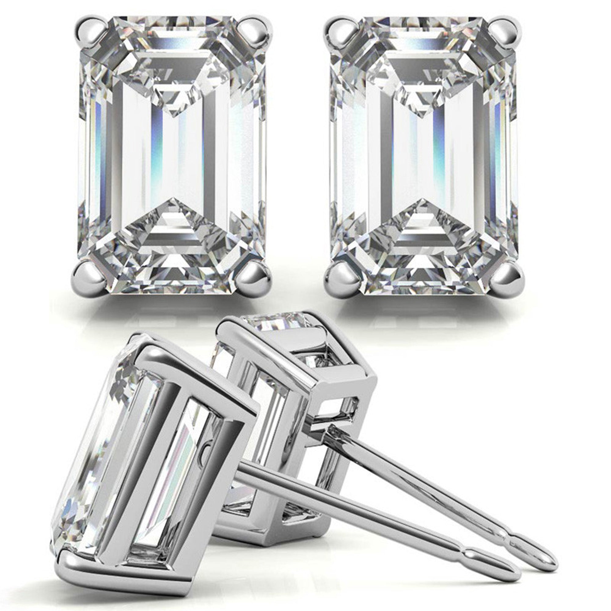 Emerald Cut Pendant and Earrings Set for Women