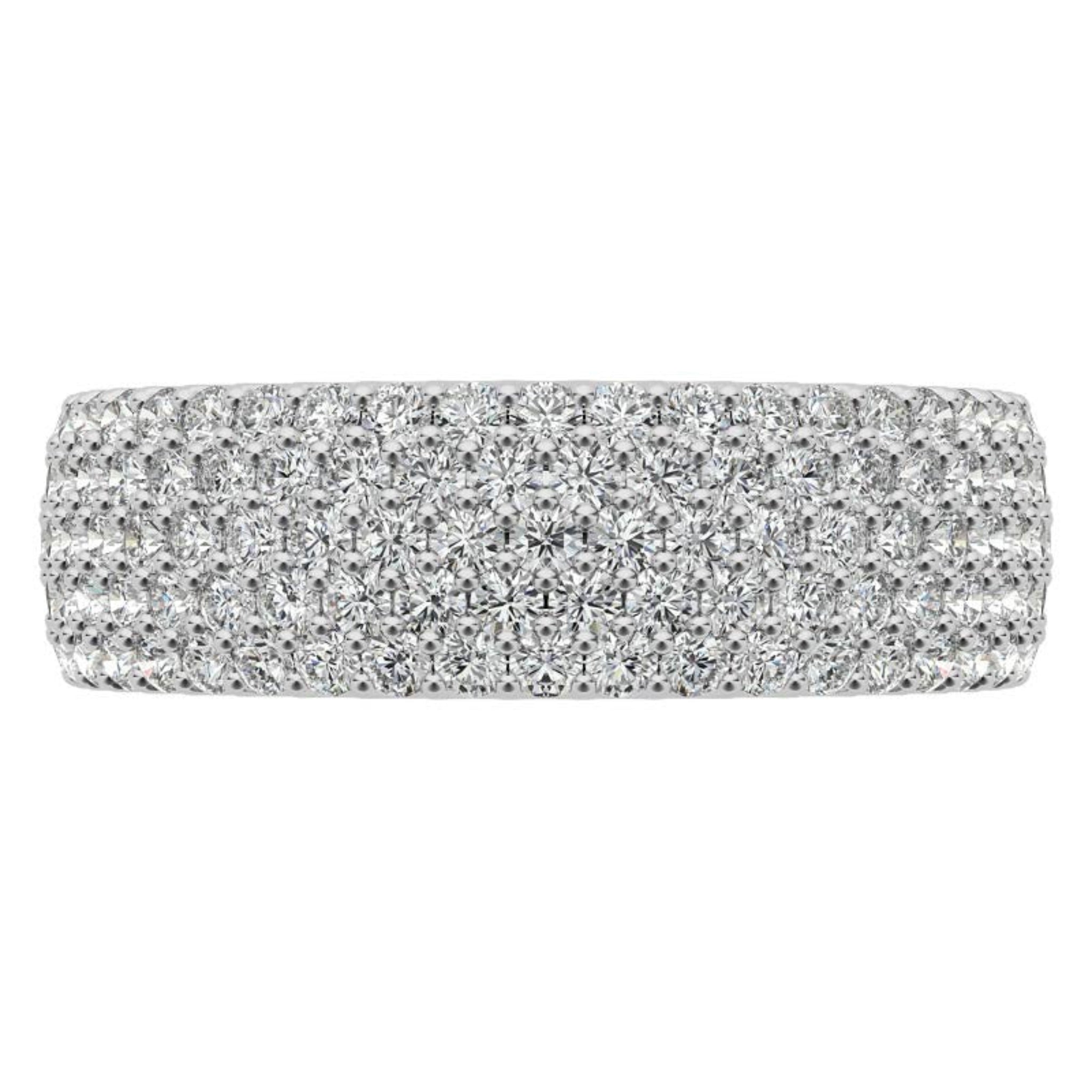 Sterling Silver Luxurious Radiant Diamond-Studded White Gold Eternity Band For Women