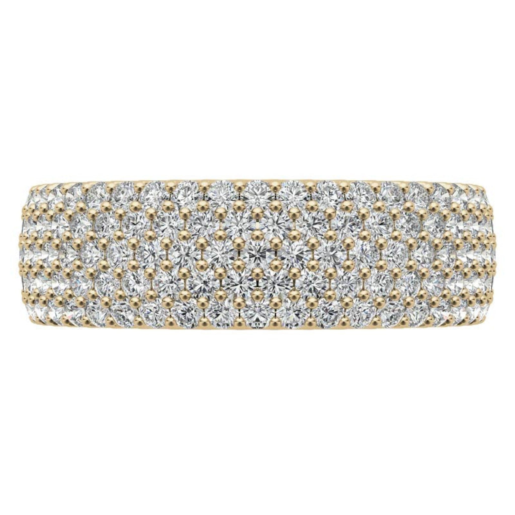 Sterling Silver Luxurious Radiant Diamond-Studded Yellow Gold Eternity Band For Women