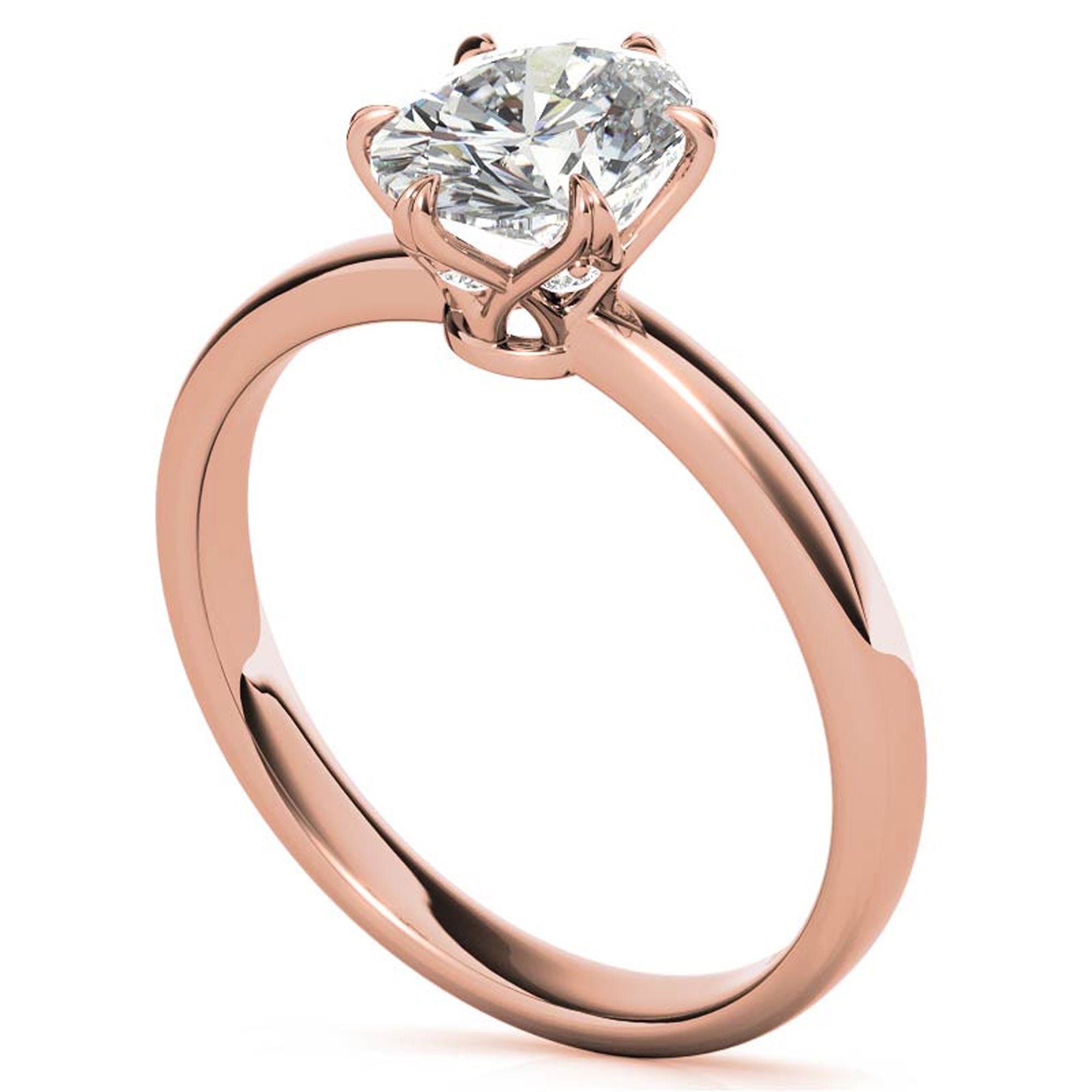 Stunning Adjustable Solitaire Ring - Rose Gold Plated Sterling Silver with American Diamond