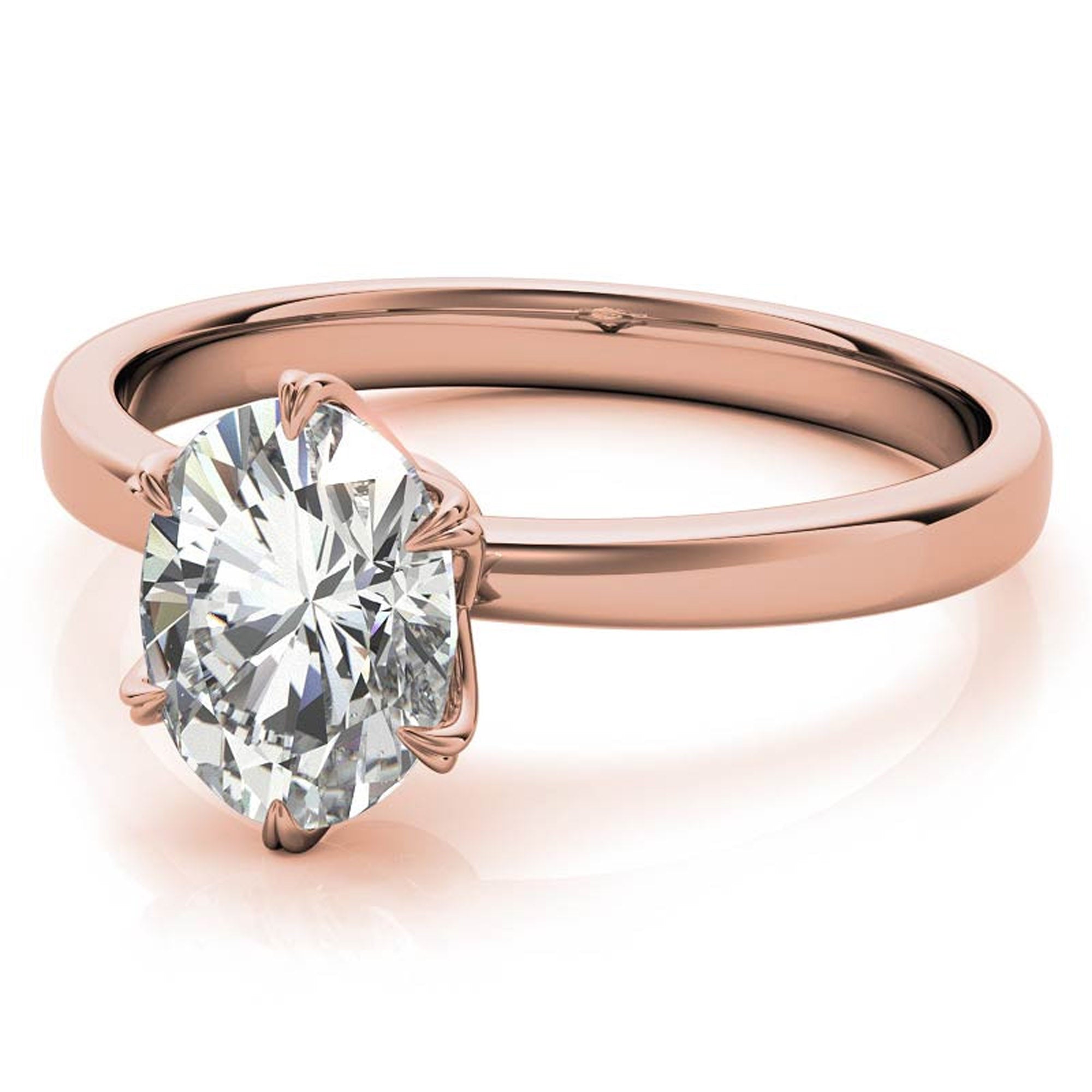 Stunning Adjustable Solitaire Ring - Rose Gold Plated Sterling Silver with American Diamond